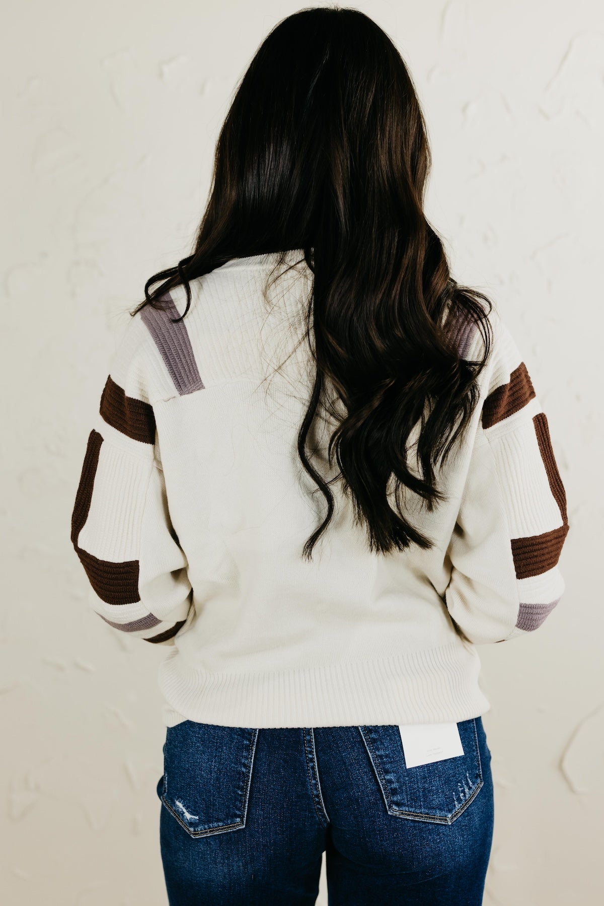 The Daffney Quarter Zip Striped Sweater