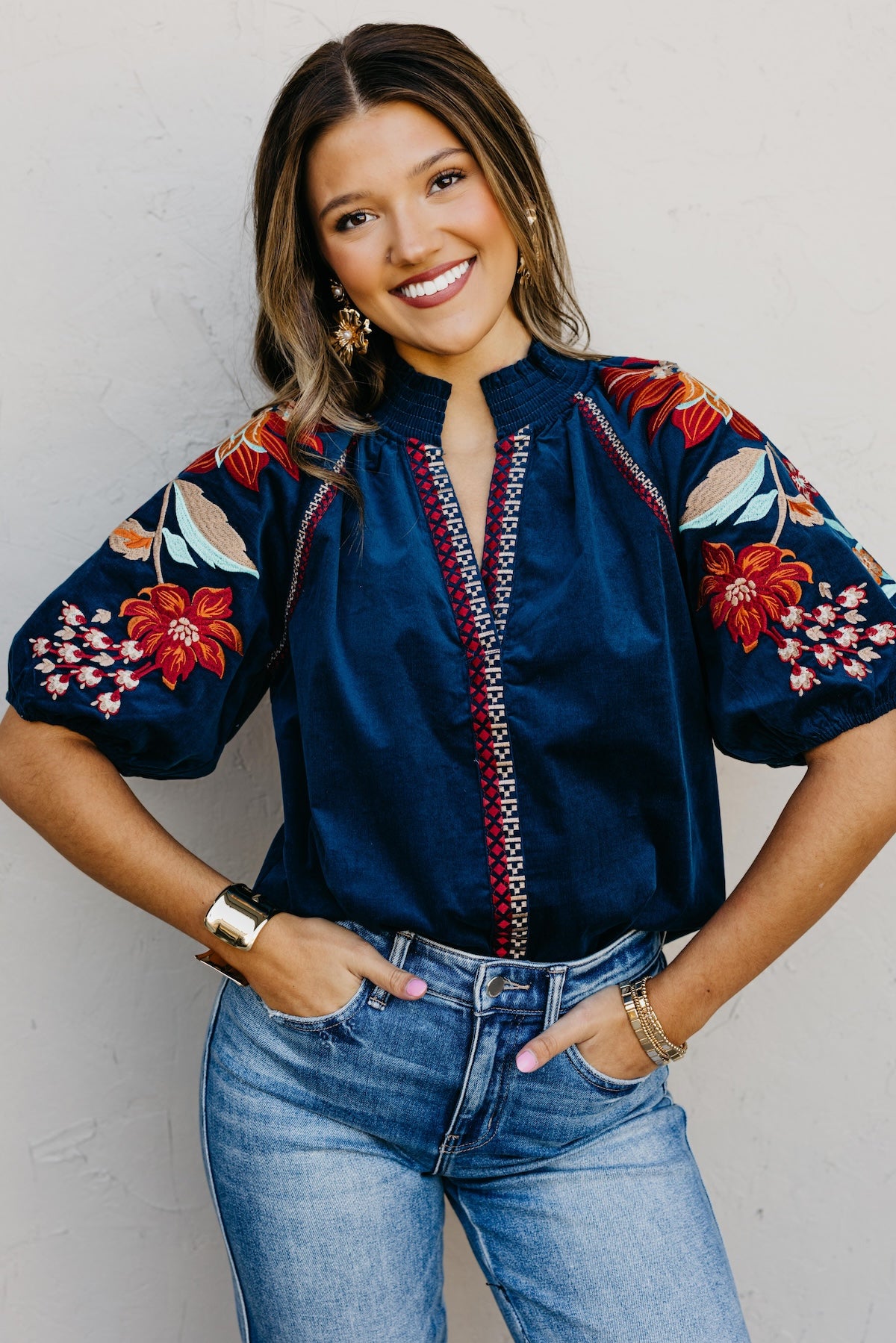 The Ellen Floral Embroidered Top