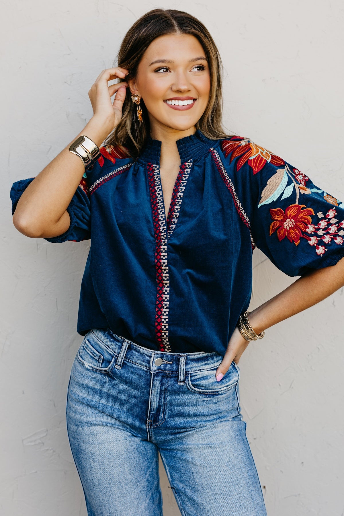 The Ellen Floral Embroidered Top