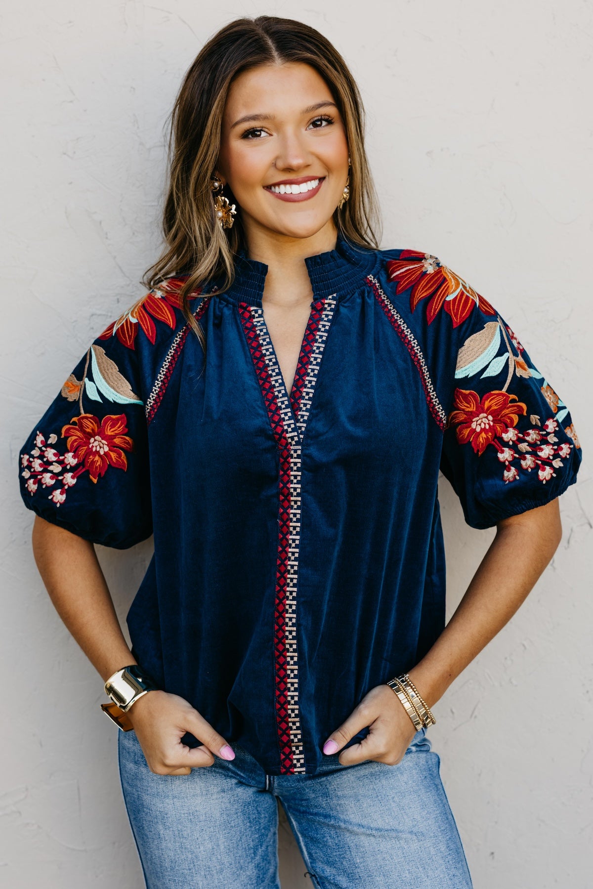 The Ellen Floral Embroidered Top
