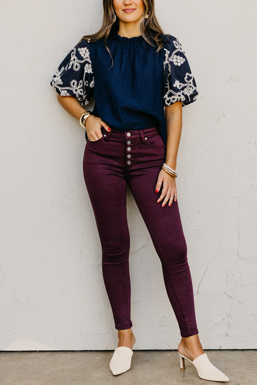 Kan Can 10 Inch High Rise Button Front Skinny Denim