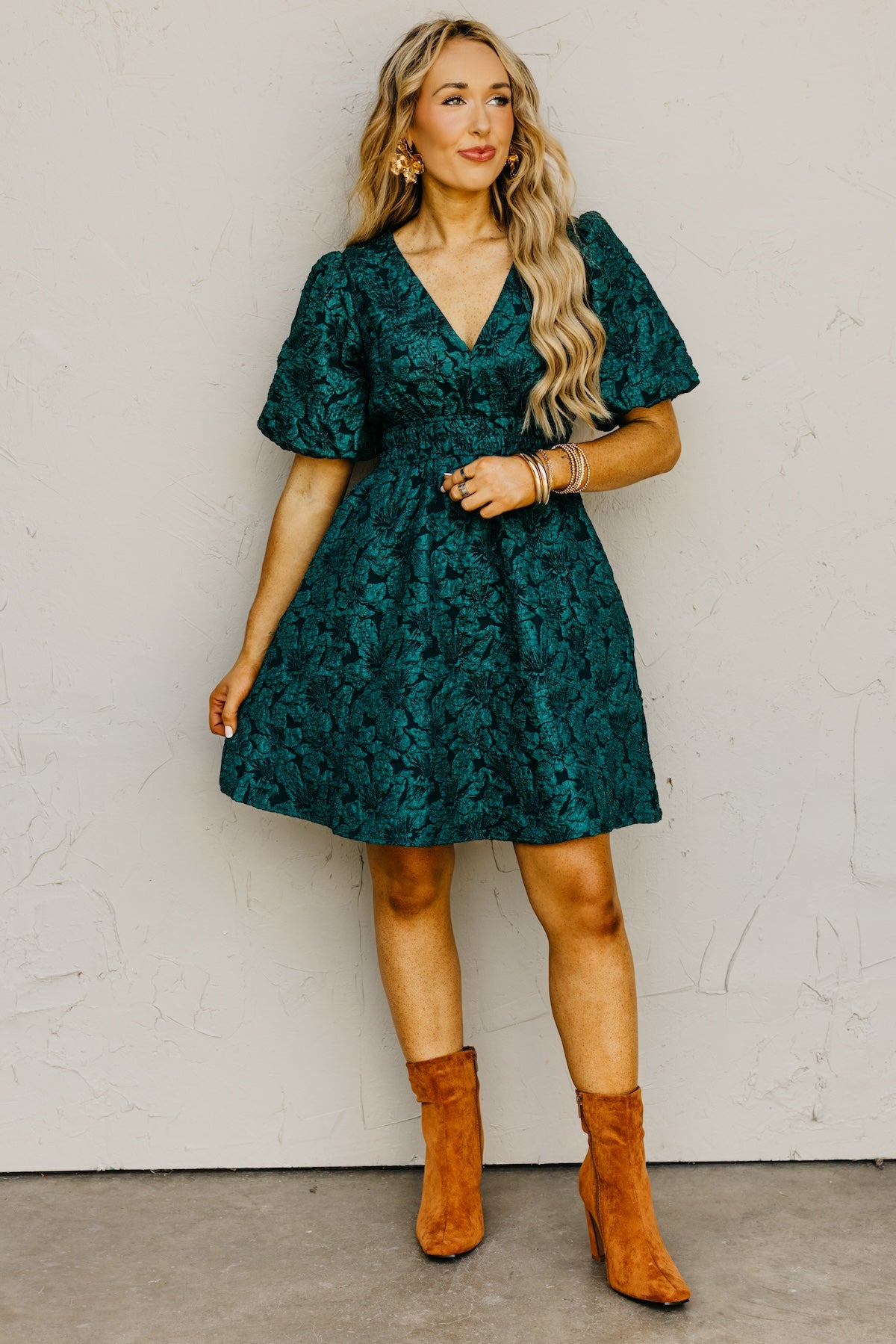 The Cameron Jacquard Floral Mini Dress
