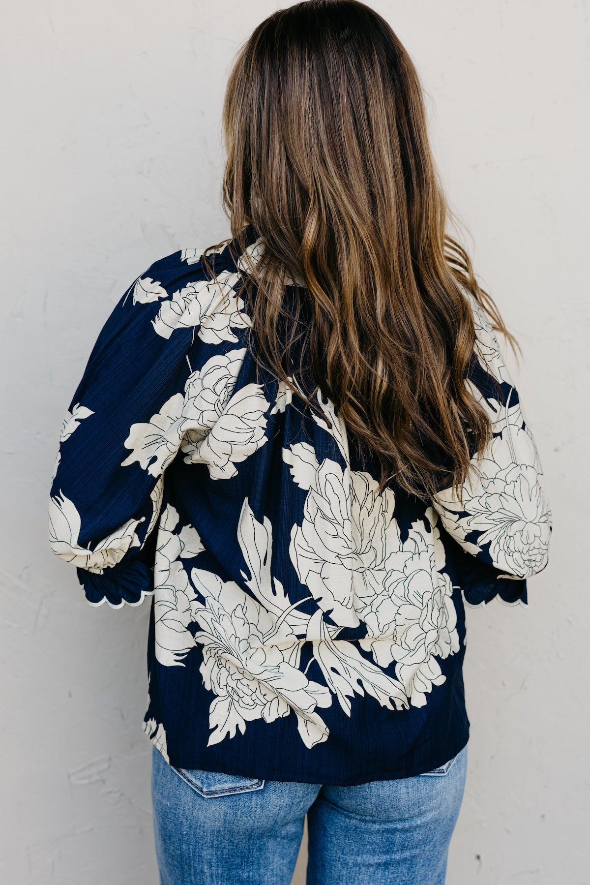 The Kharen Floral Scallop Sleeve Top