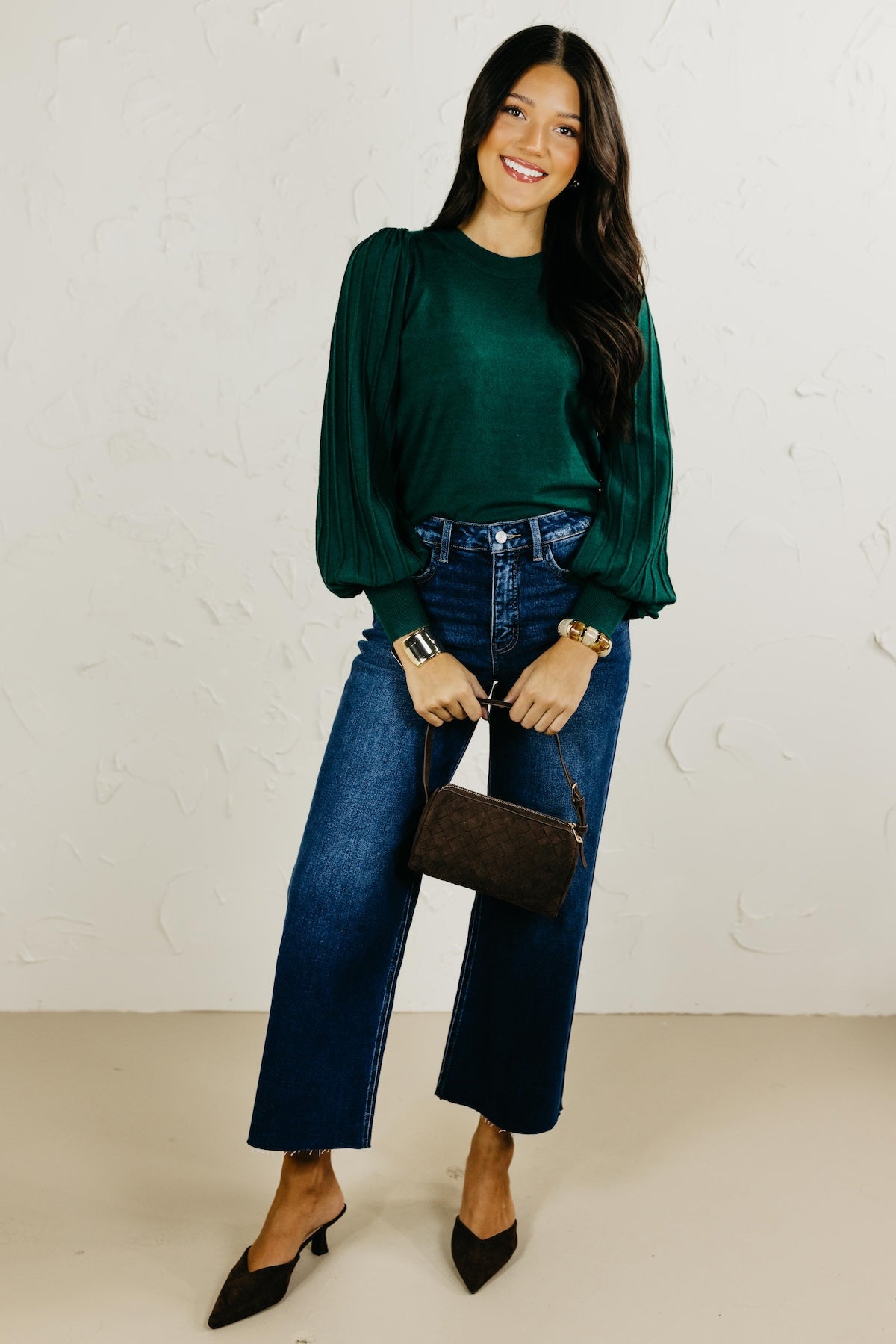 The Aleesia Pleated Puff Sleeve Sweater