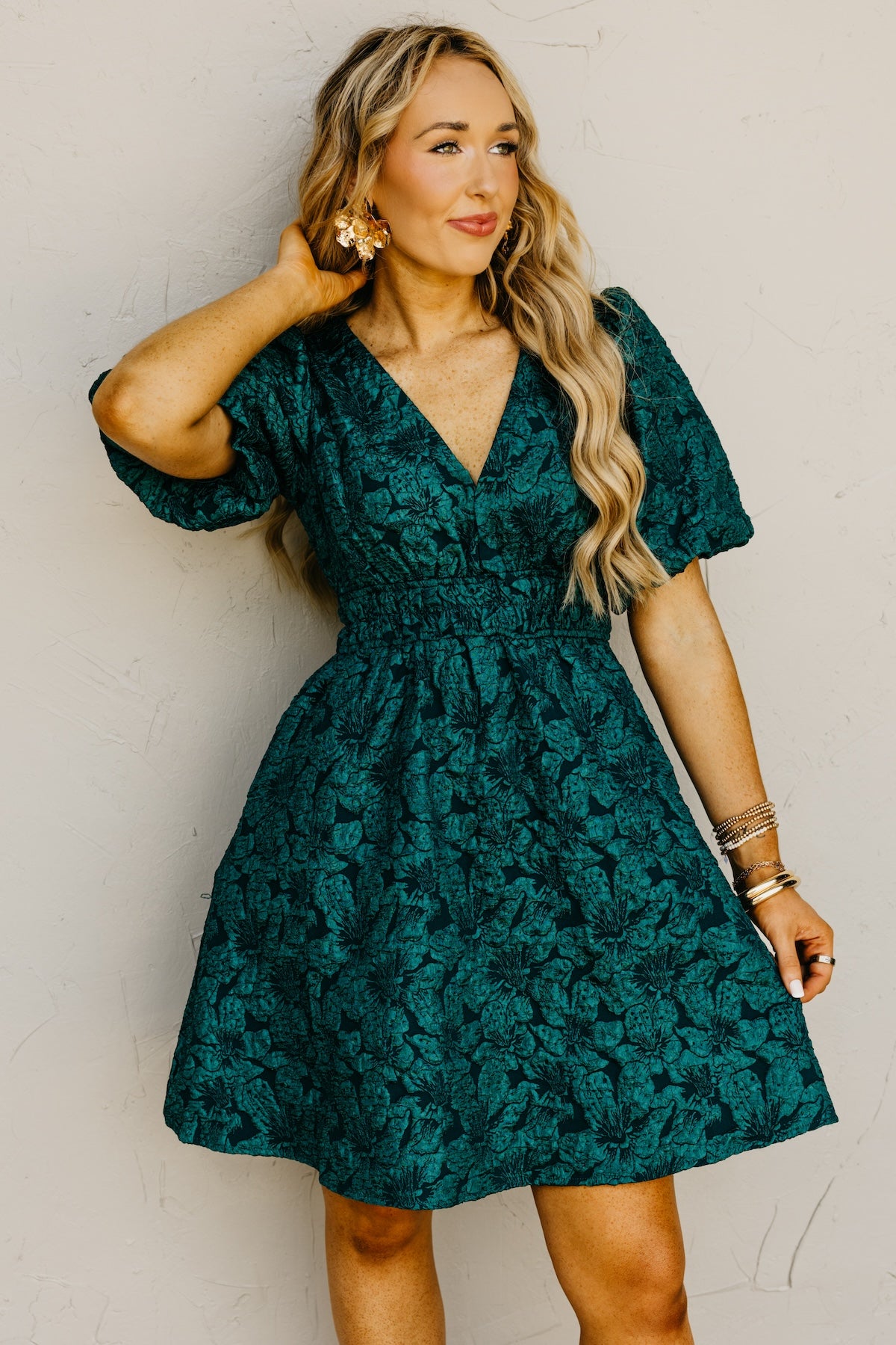 The Cameron Jacquard Floral Mini Dress