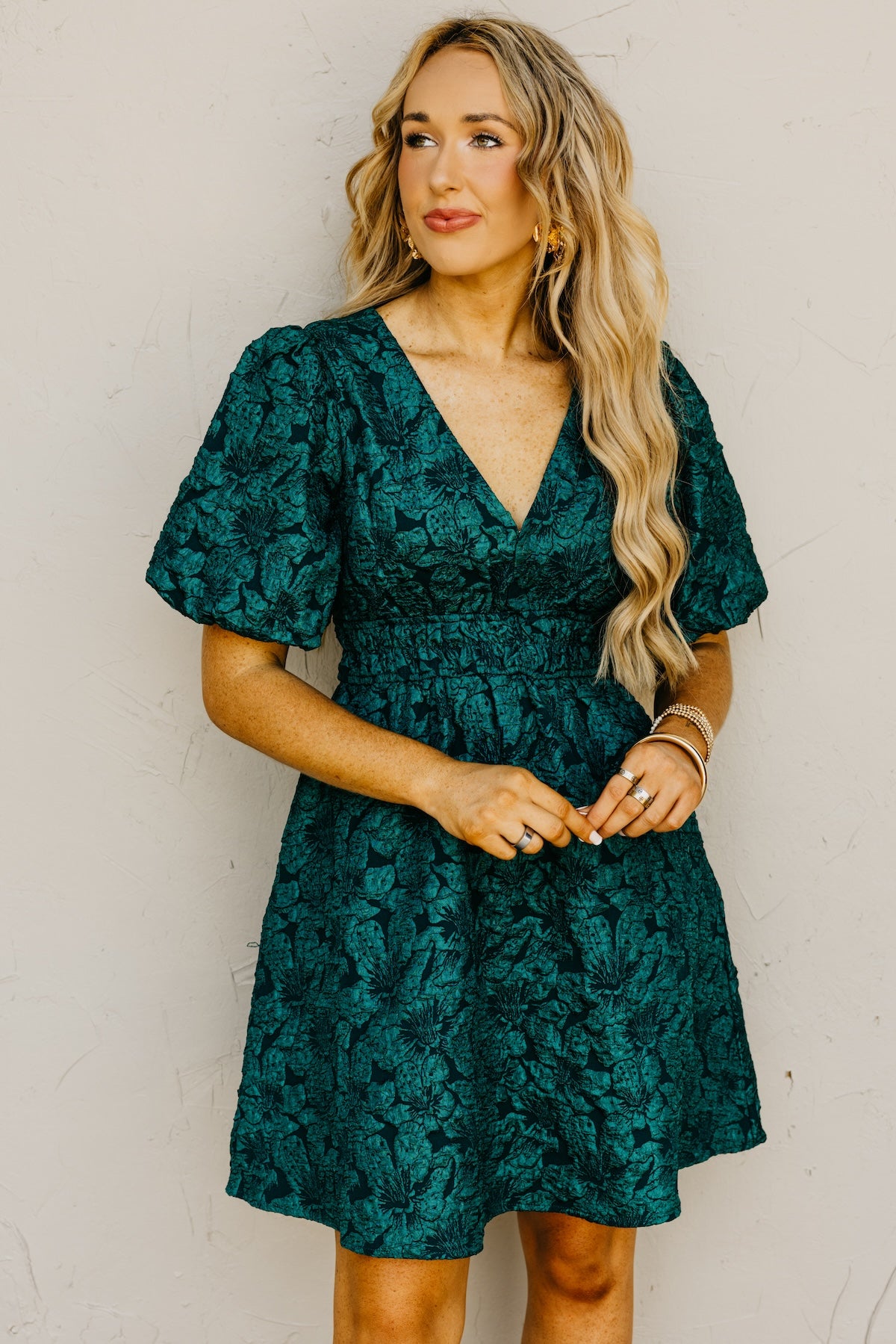 The Cameron Jacquard Floral Mini Dress