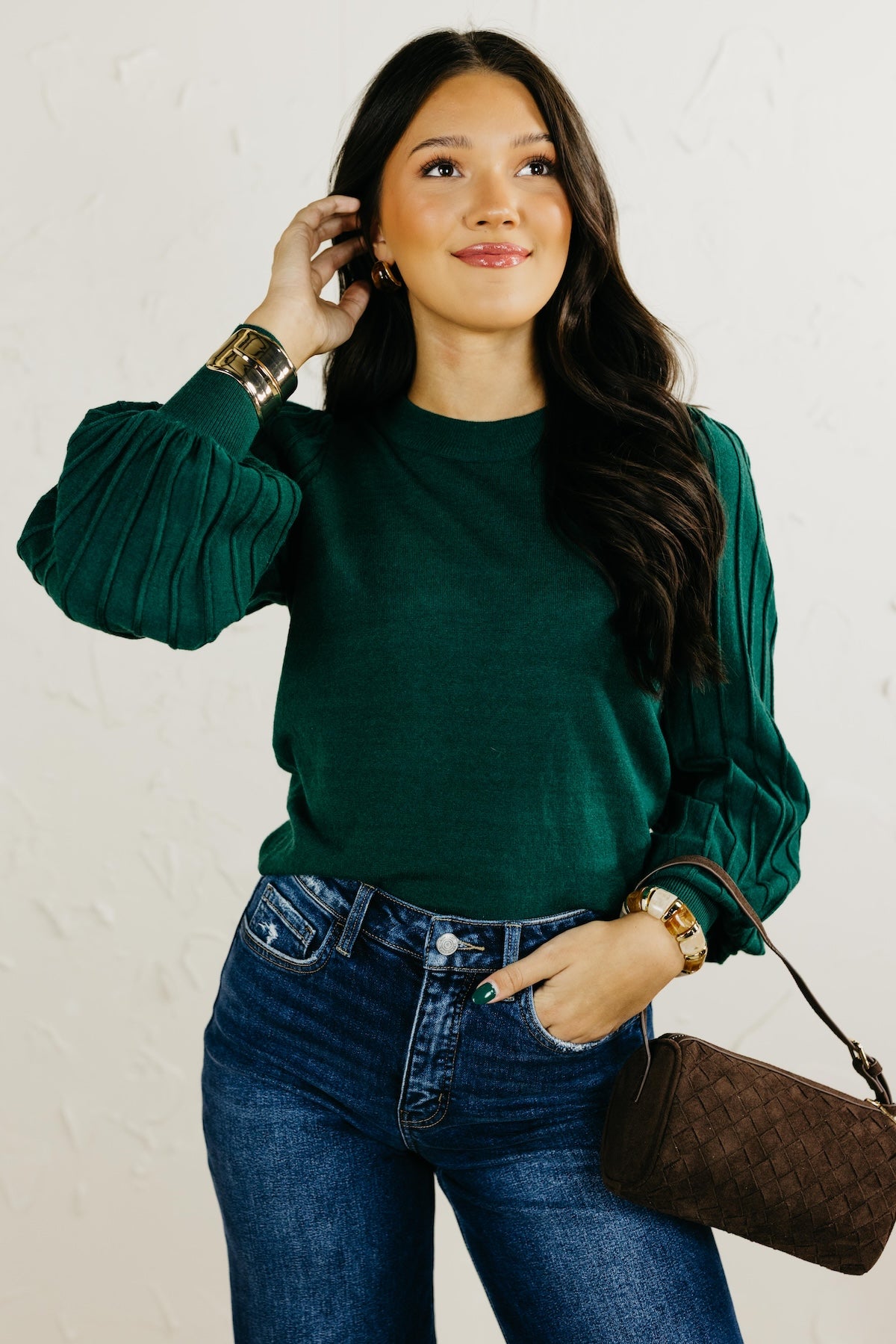 The Aleesia Pleated Puff Sleeve Sweater