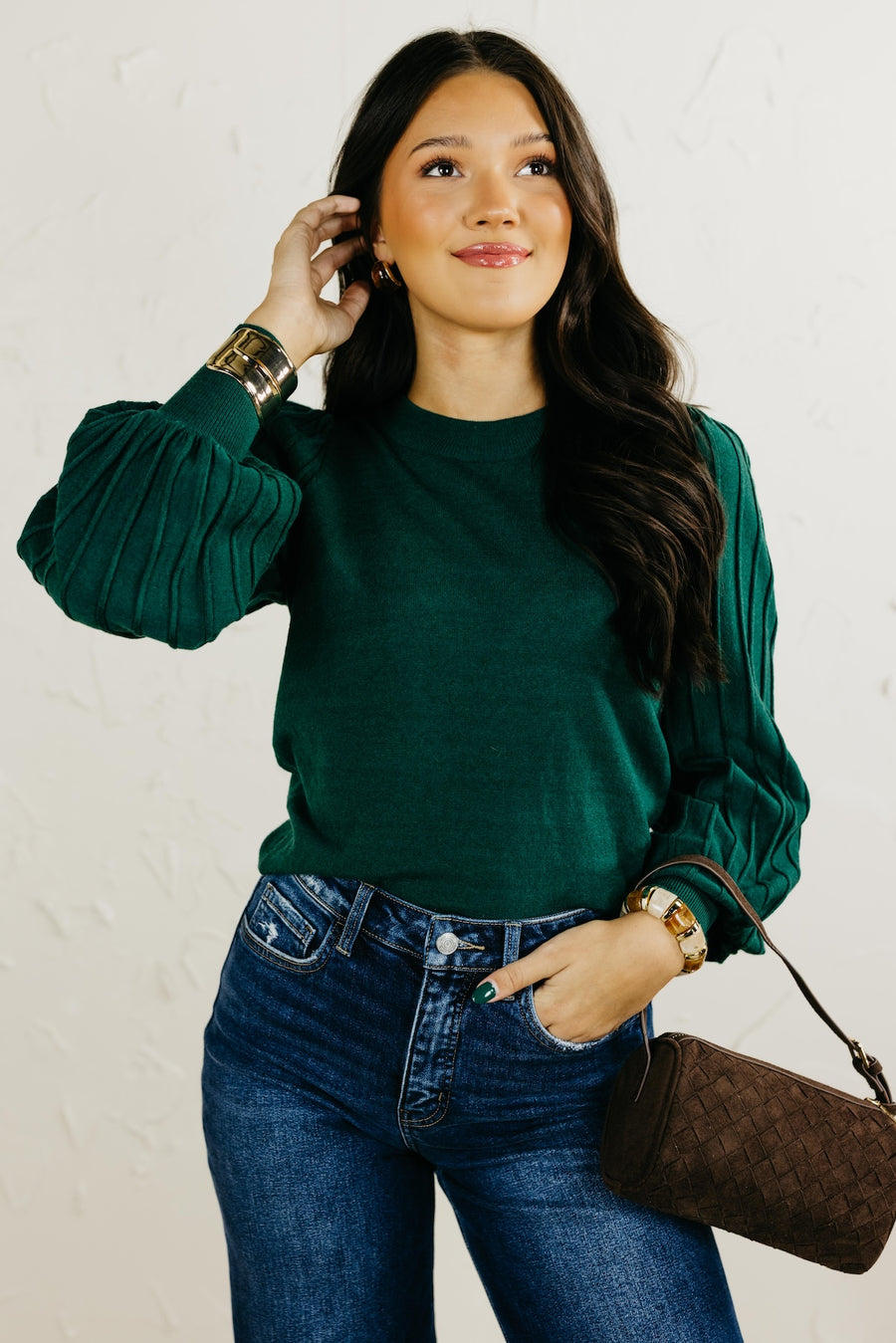 The Aleesia Pleated Puff Sleeve Sweater