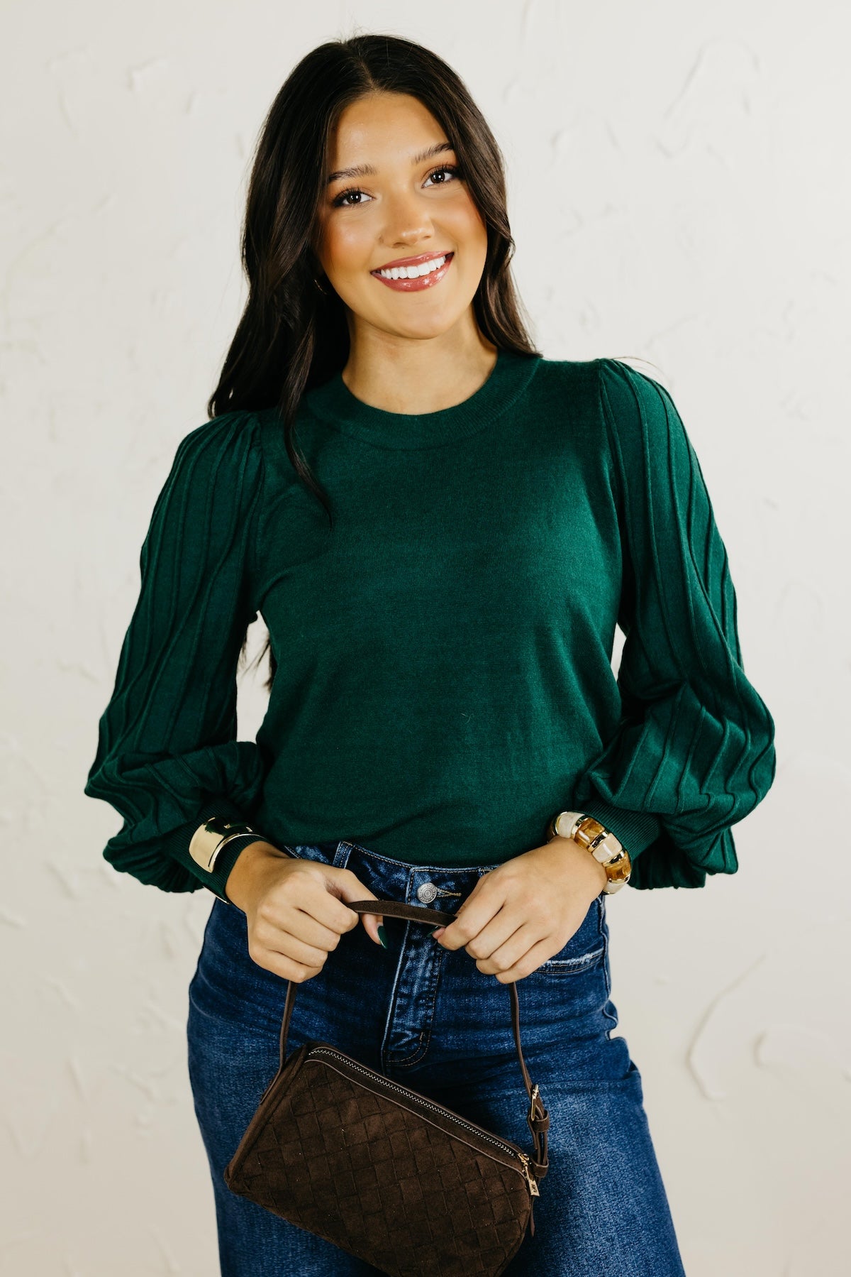 The Aleesia Pleated Puff Sleeve Sweater