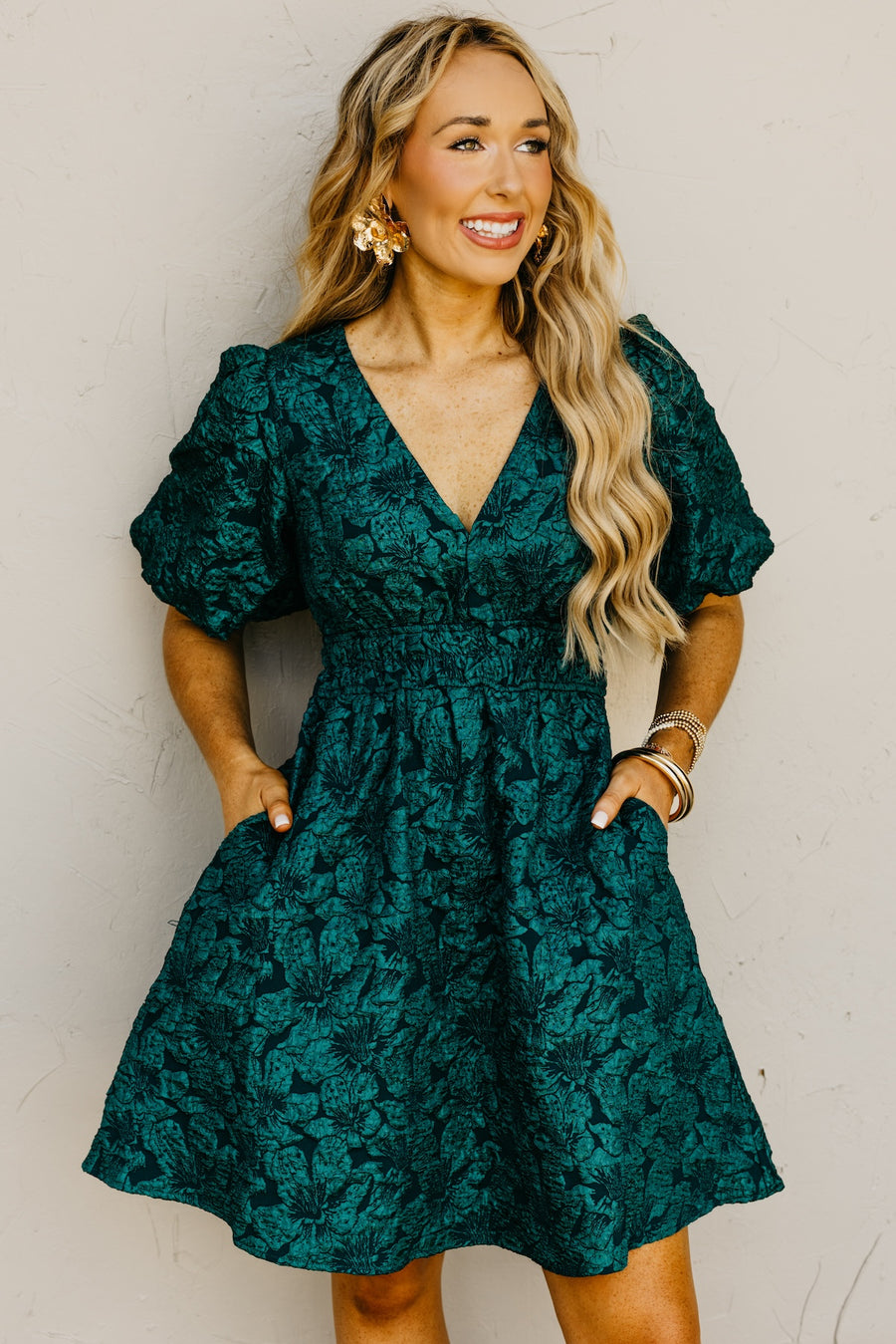 The Cameron Jacquard Floral Mini Dress