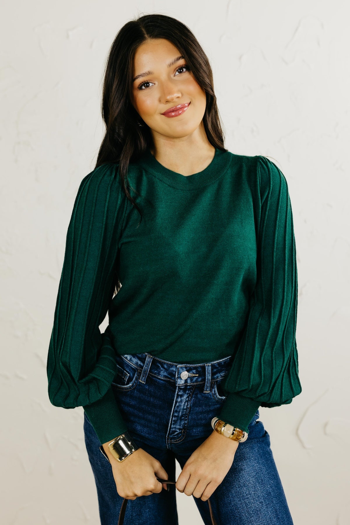 The Aleesia Pleated Puff Sleeve Sweater