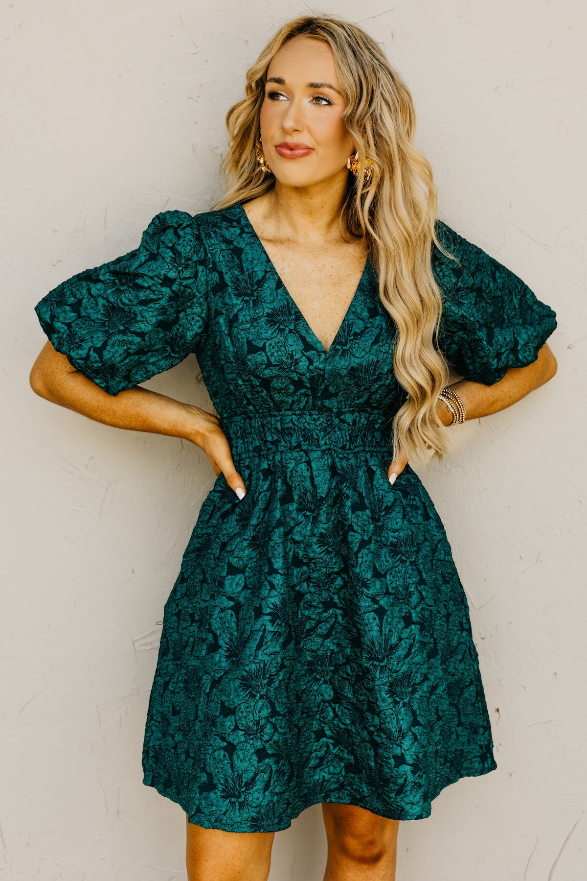 The Cameron Jacquard Floral Mini Dress