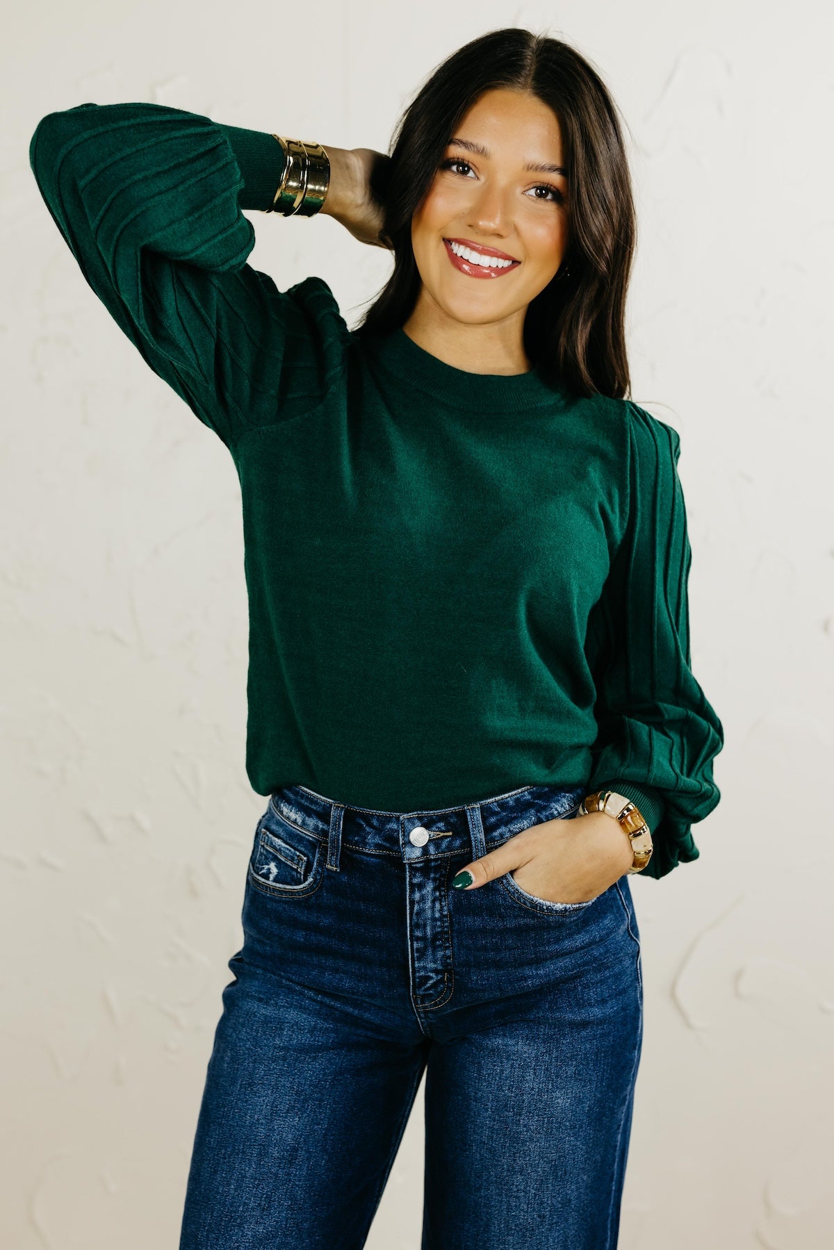 The Aleesia Pleated Puff Sleeve Sweater