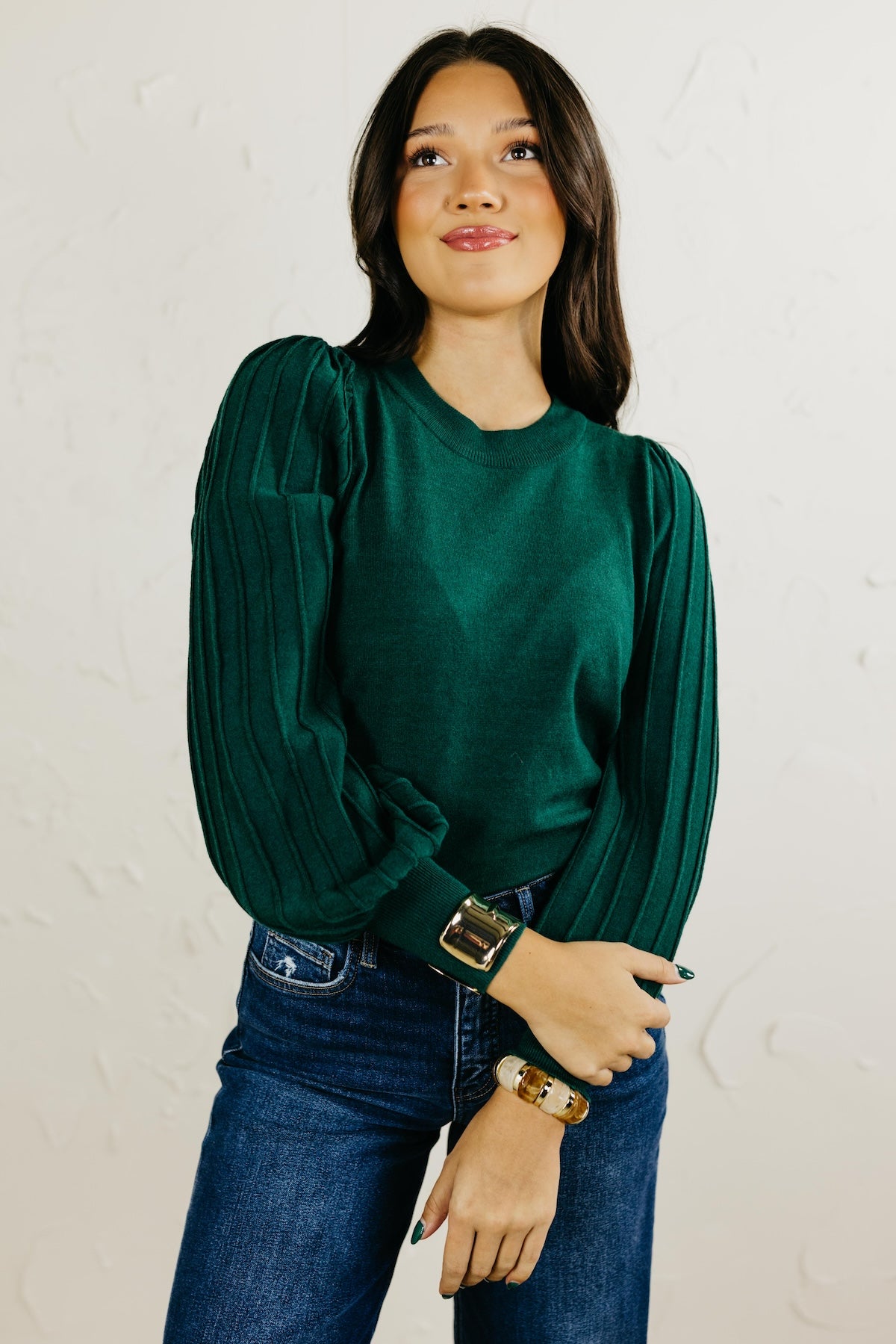 The Aleesia Pleated Puff Sleeve Sweater