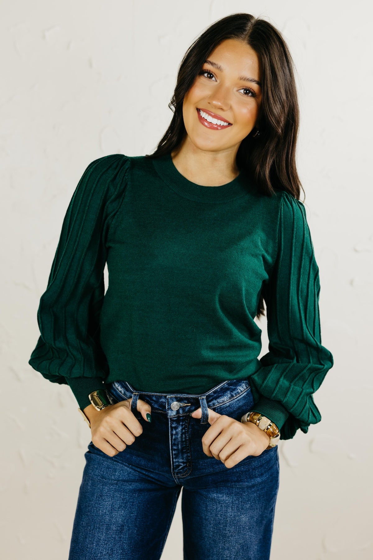 The Aleesia Pleated Puff Sleeve Sweater