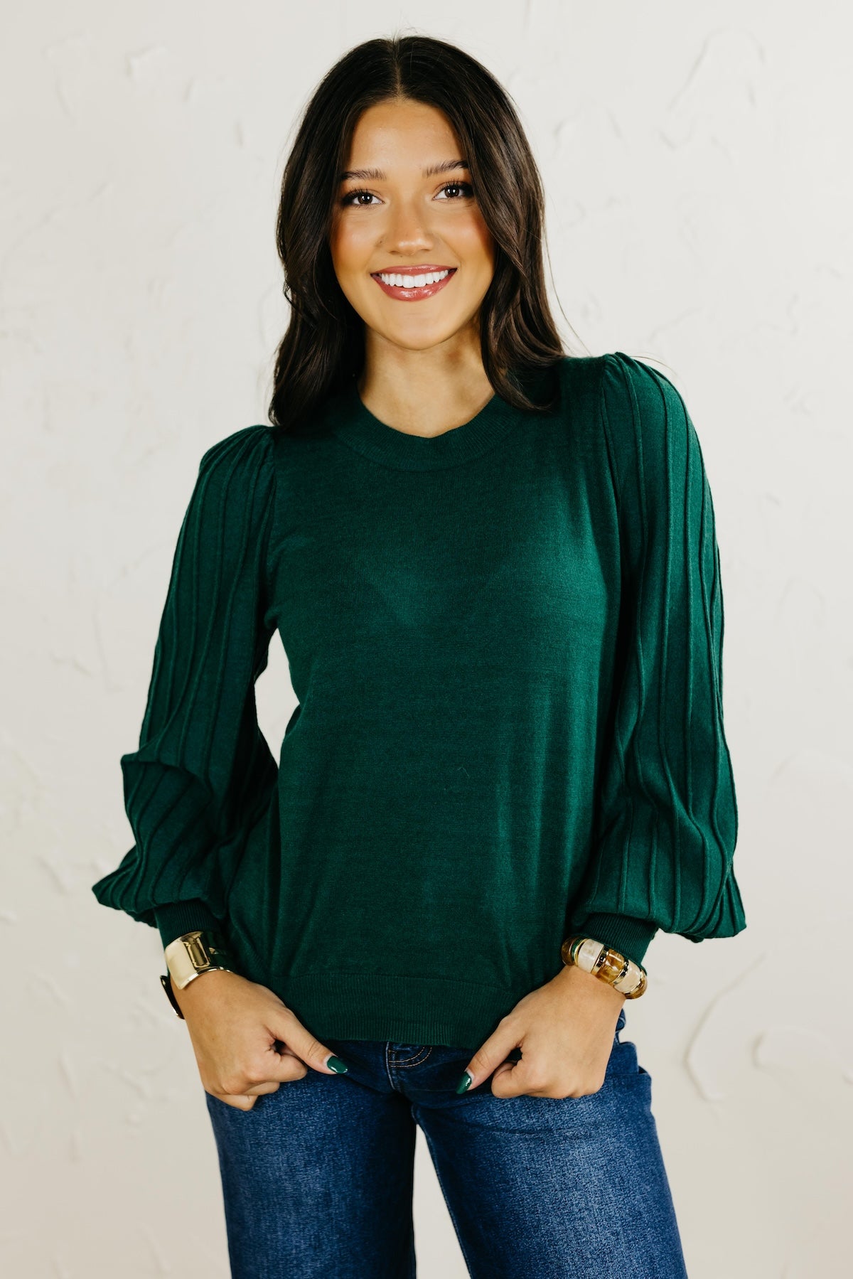 The Aleesia Pleated Puff Sleeve Sweater