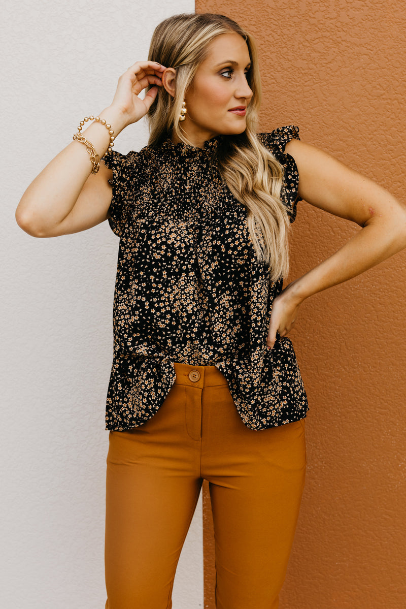 The Linda Smocked Ditsy Floral Top