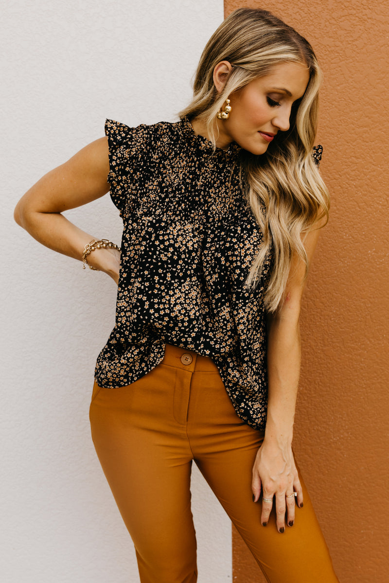 The Linda Smocked Ditsy Floral Top