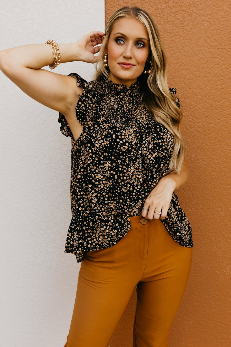 The Linda Smocked Ditsy Floral Top