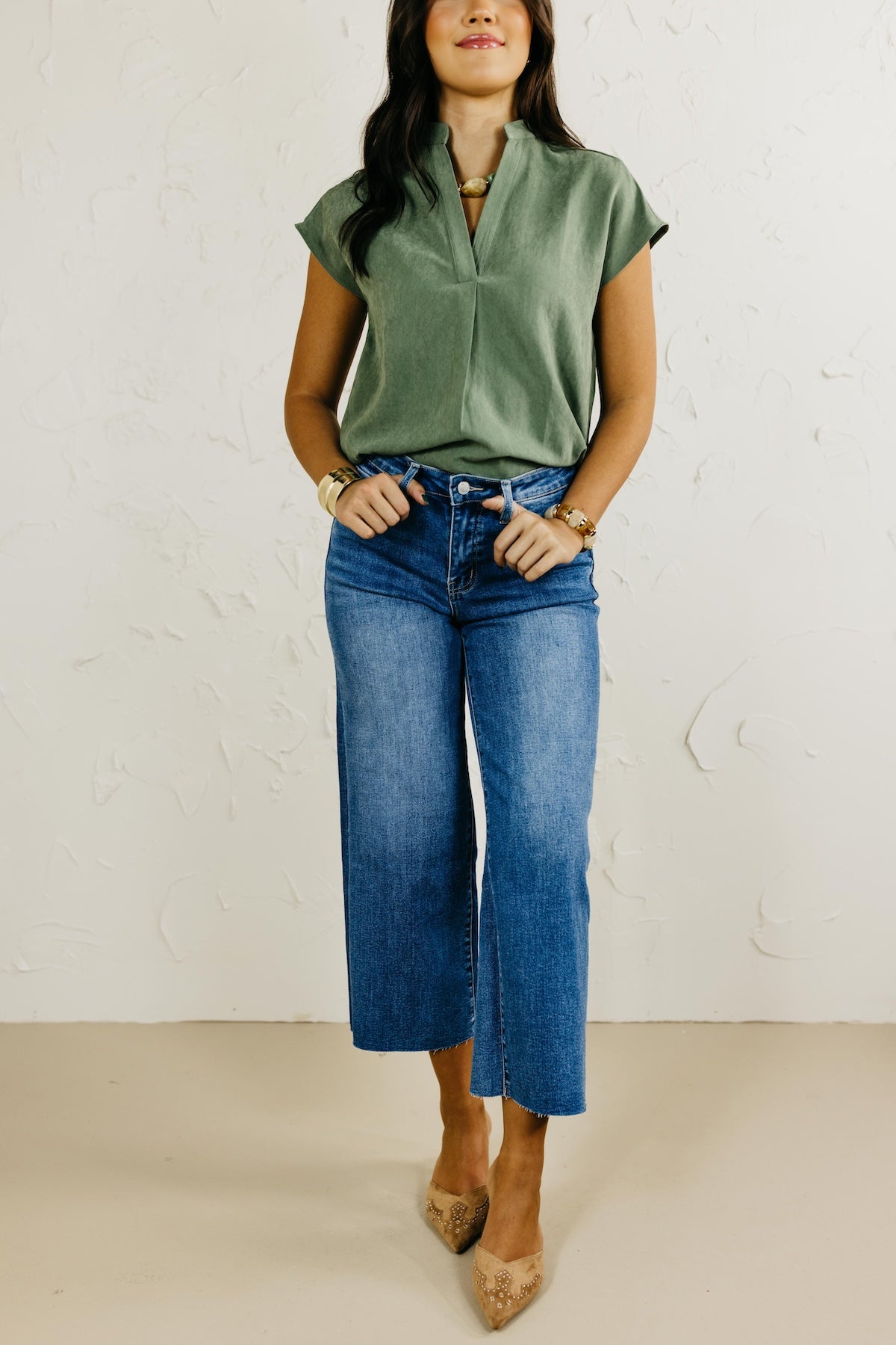 Bridge by GLY by Vervet Denim | High Rise Crop Slim Wide Denim