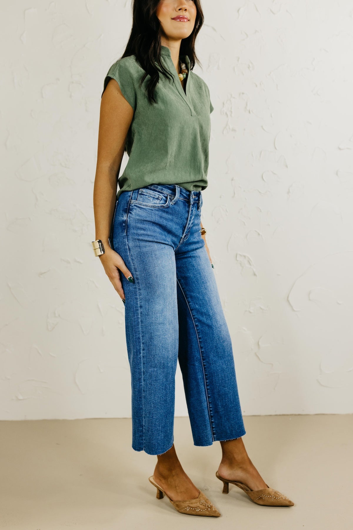 Bridge by GLY by Vervet Denim | High Rise Crop Slim Wide Denim