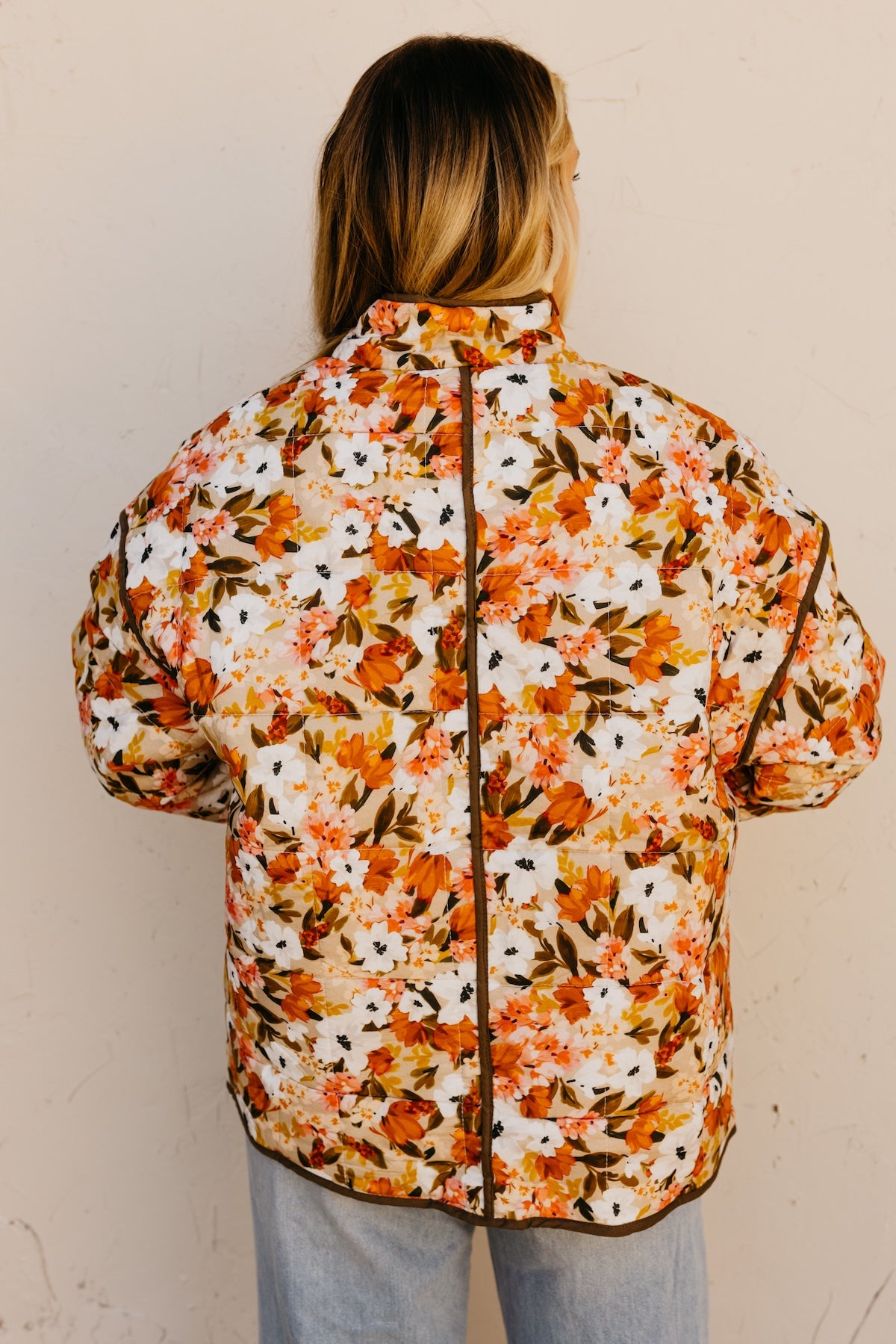 Mod Boutique The Christopher Floral Quilted Jacket Small Olivedrab