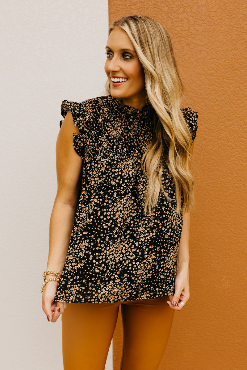 The Linda Smocked Ditsy Floral Top