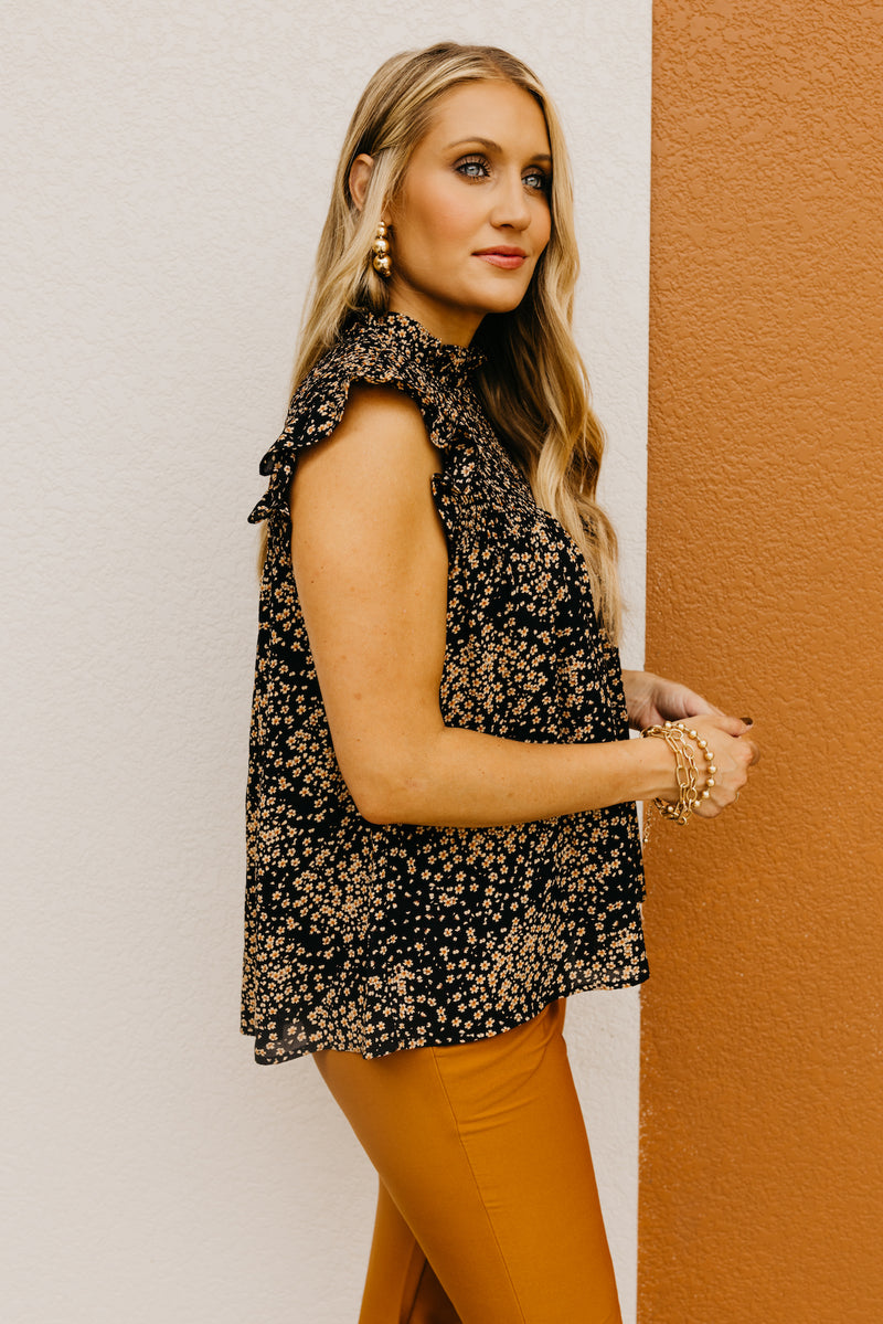 The Linda Smocked Ditsy Floral Top