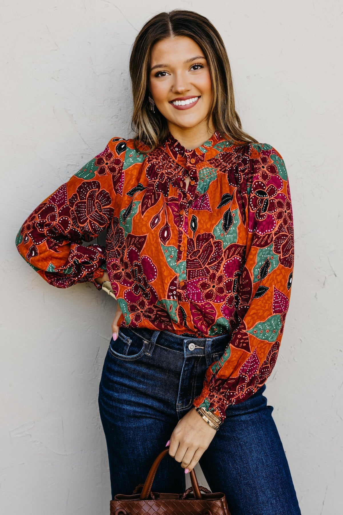 The Peggy Floral Button Down Blouse