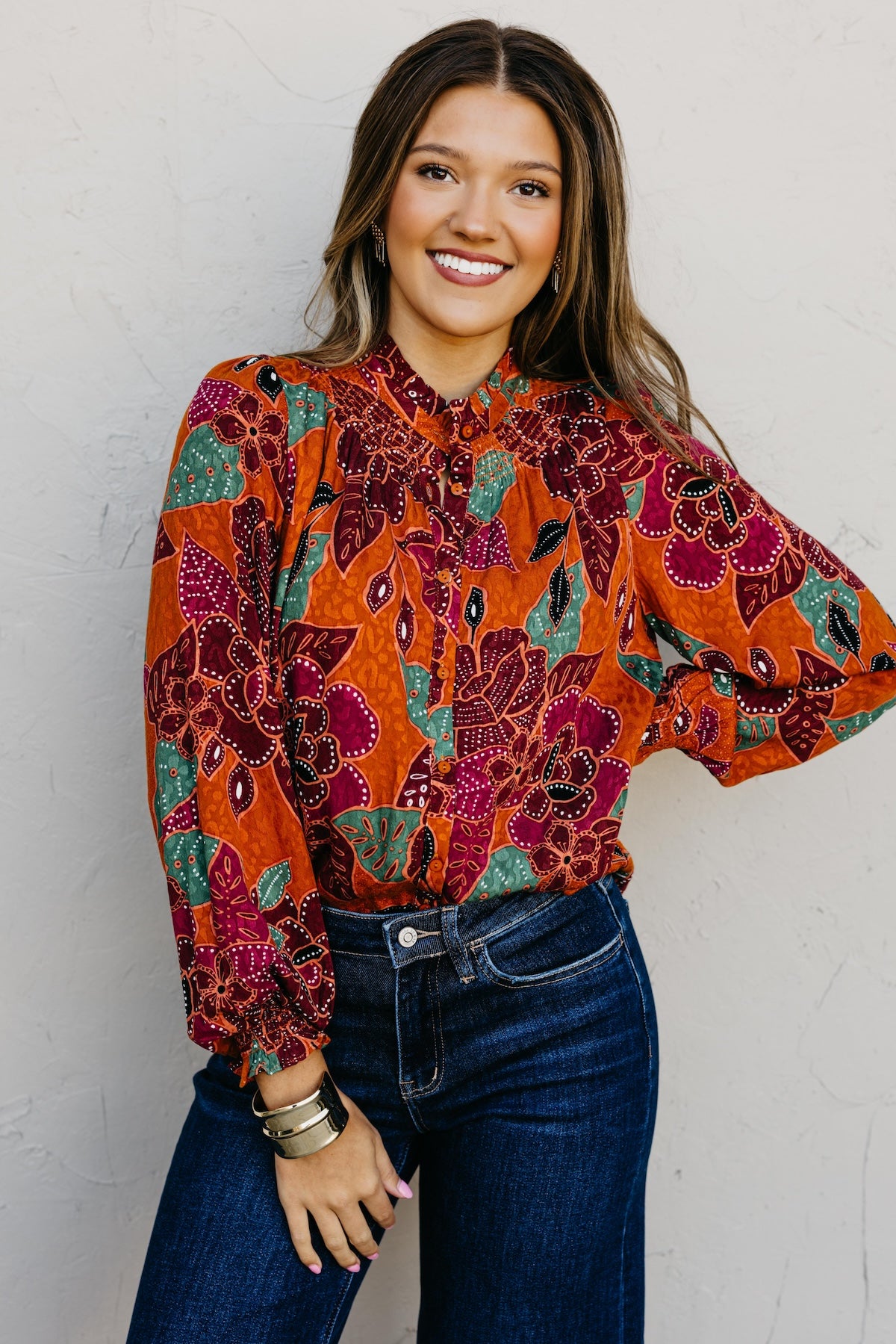 The Peggy Floral Button Down Blouse