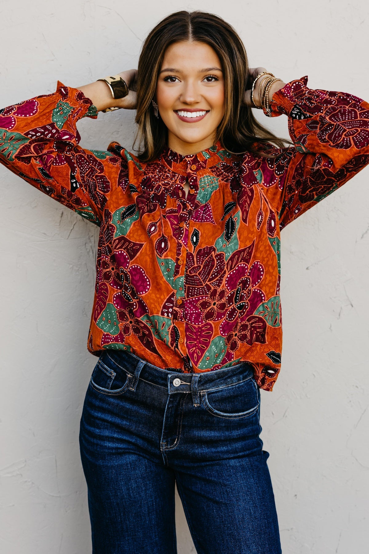The Peggy Floral Button Down Blouse