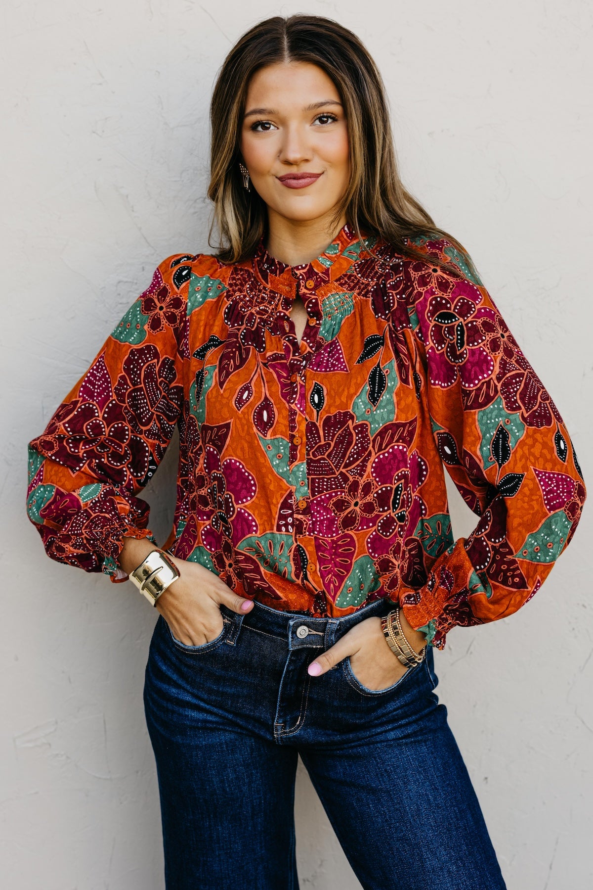 The Peggy Floral Button Down Blouse
