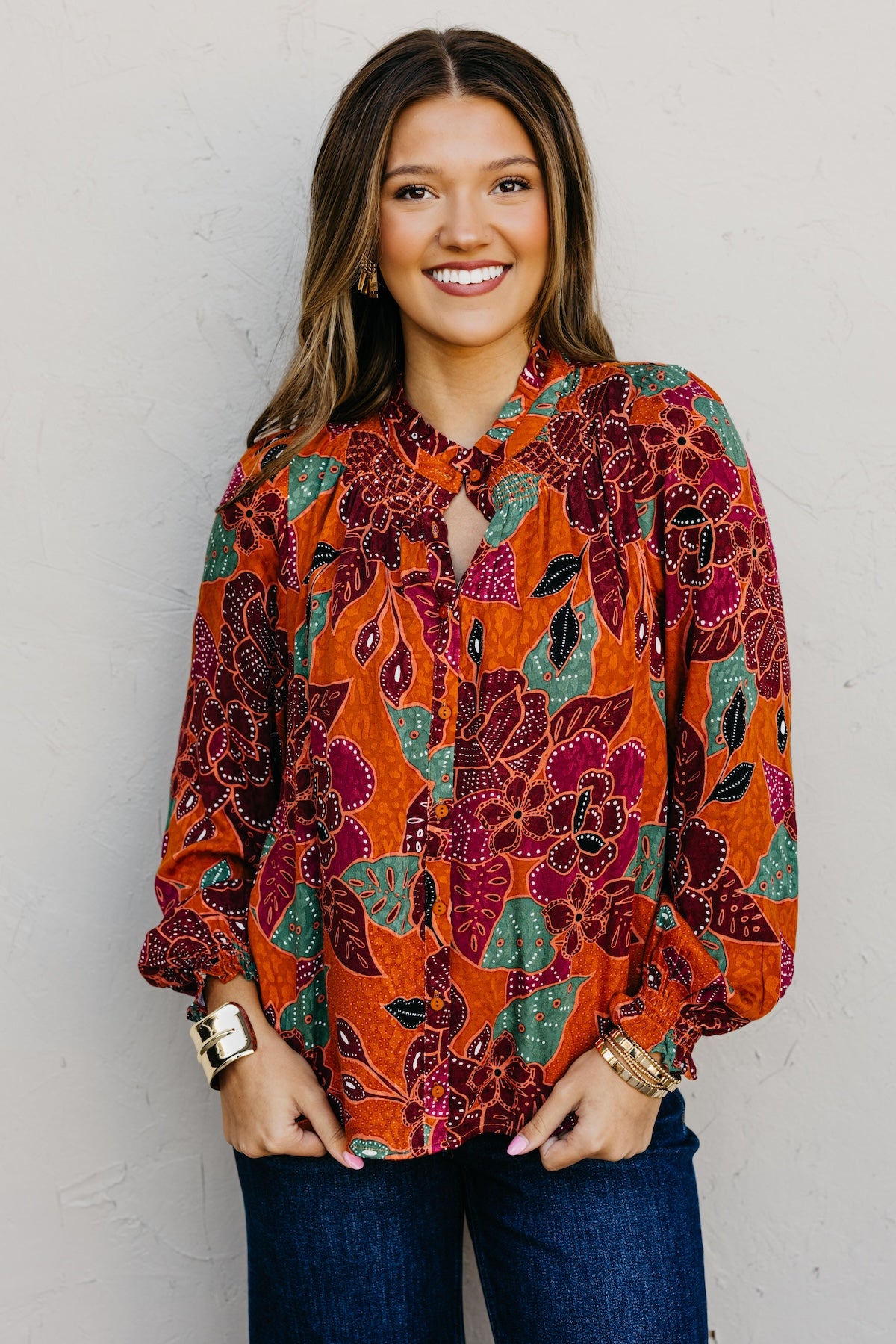 The Peggy Floral Button Down Blouse