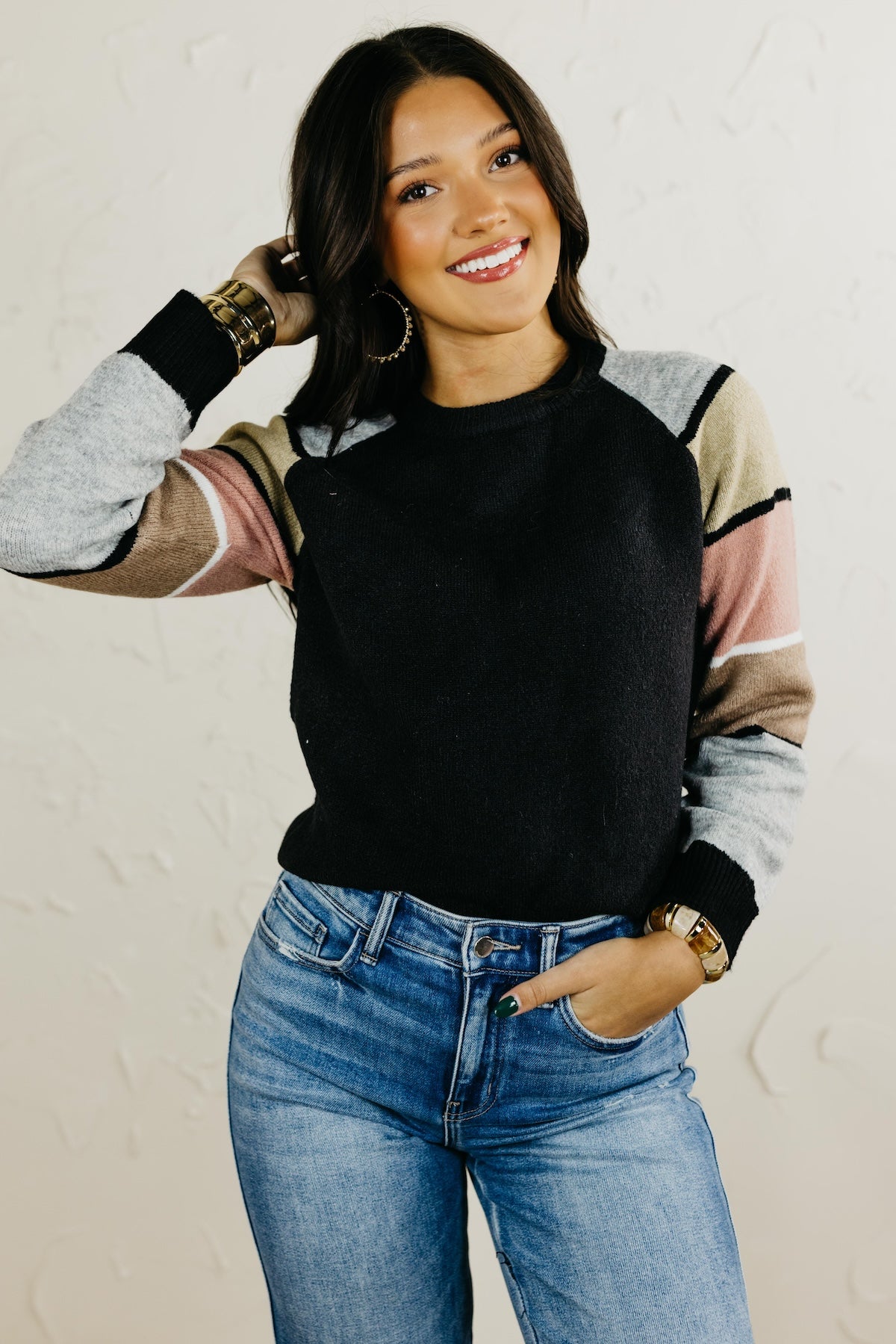 The Barb Colorblocked Sleeve Sweater