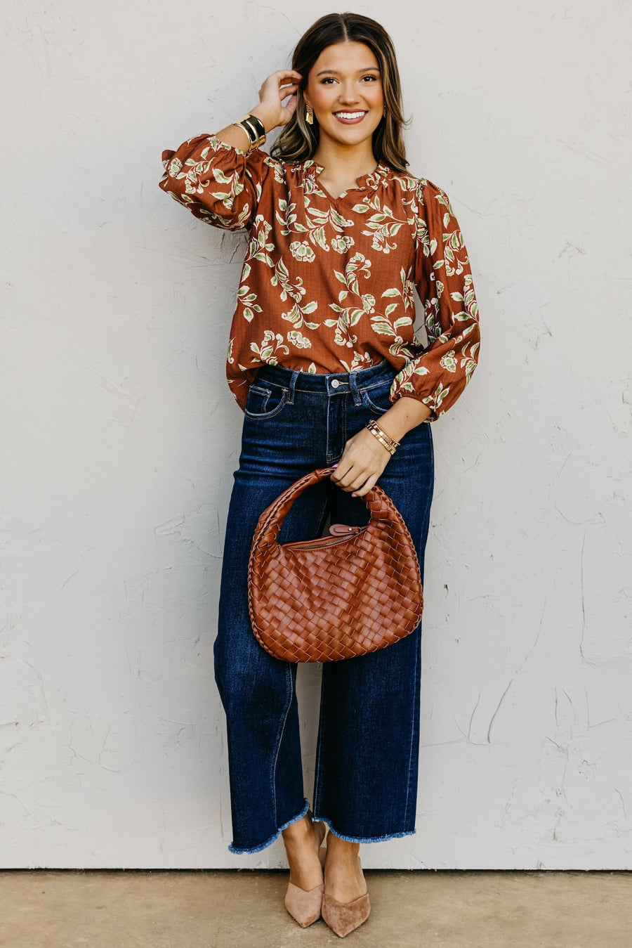 The Corinne Floral Ruffle Trim Blouse