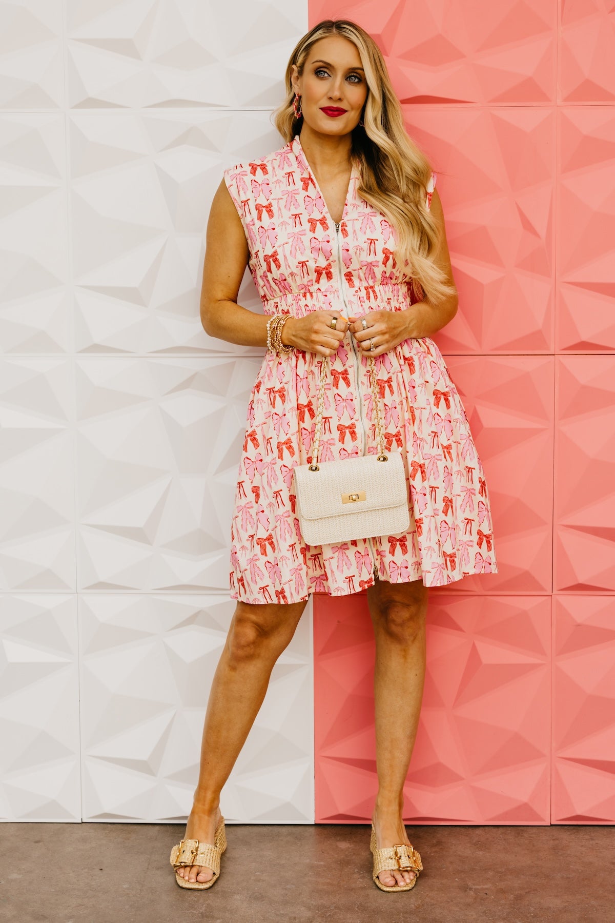 The Savannah Full-Zip Bow Mini Dress