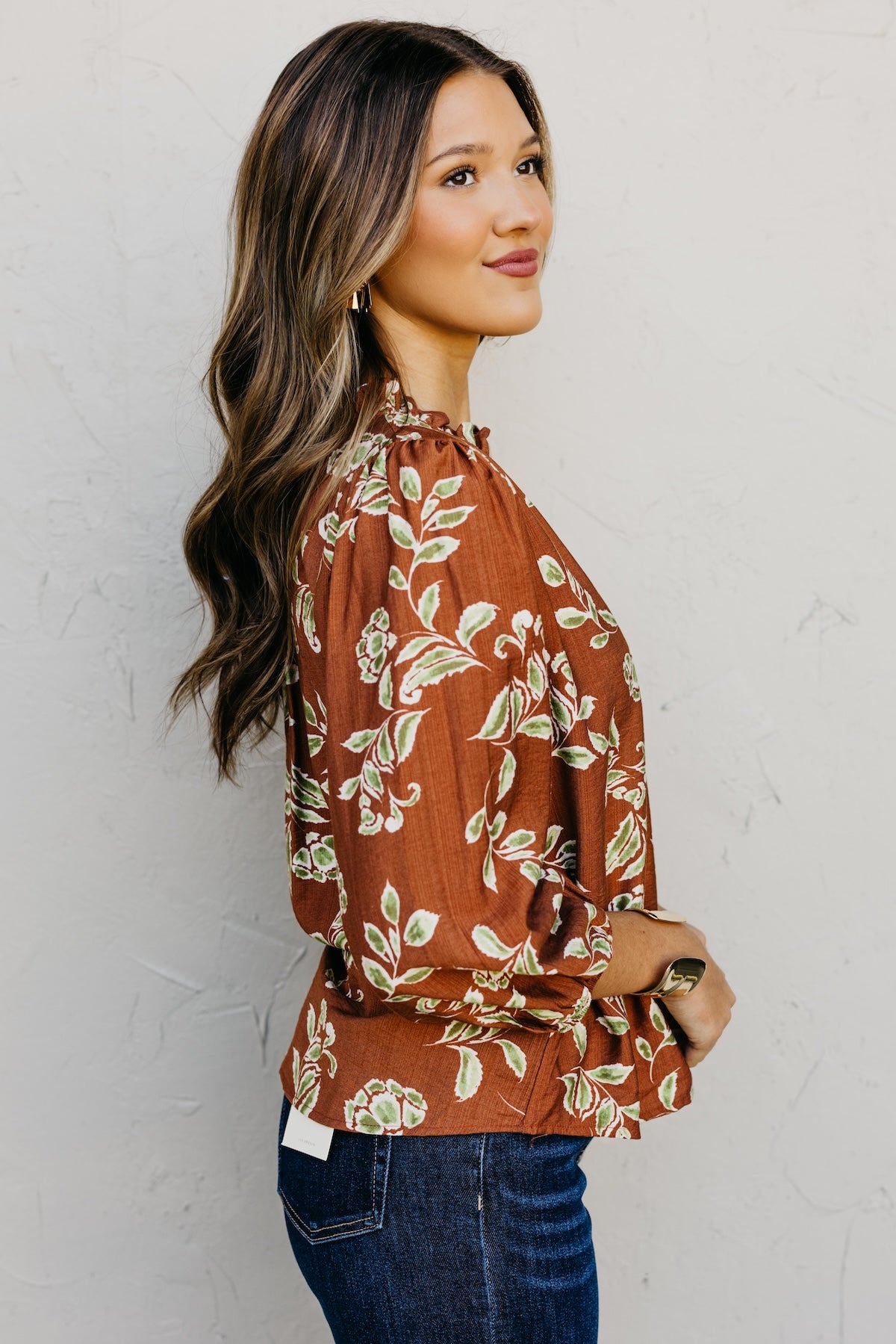 The Corinne Floral Ruffle Trim Blouse