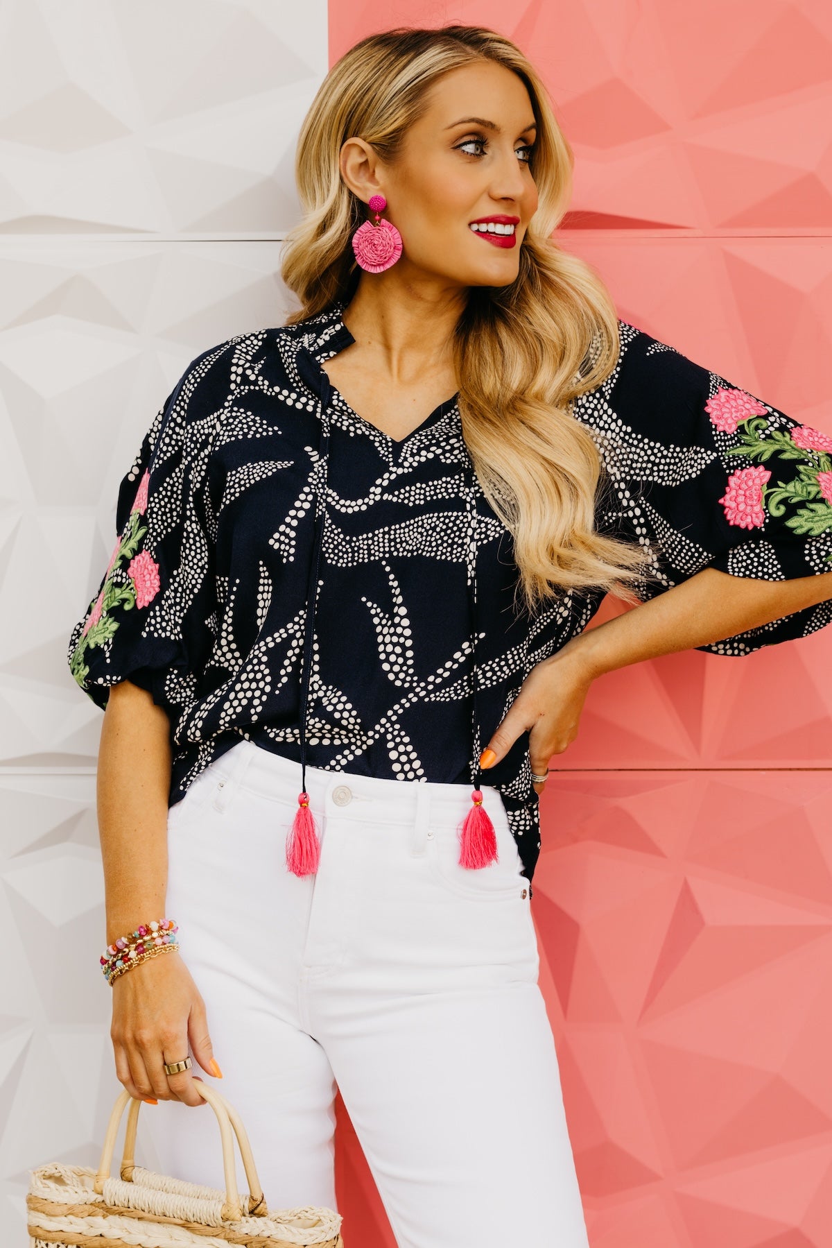 The Jamison Embroidered Tassel Top