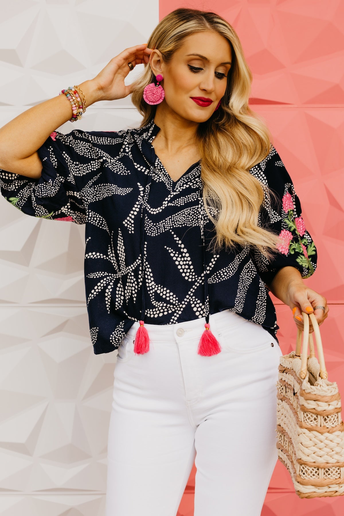 The Jamison Embroidered Tassel Top