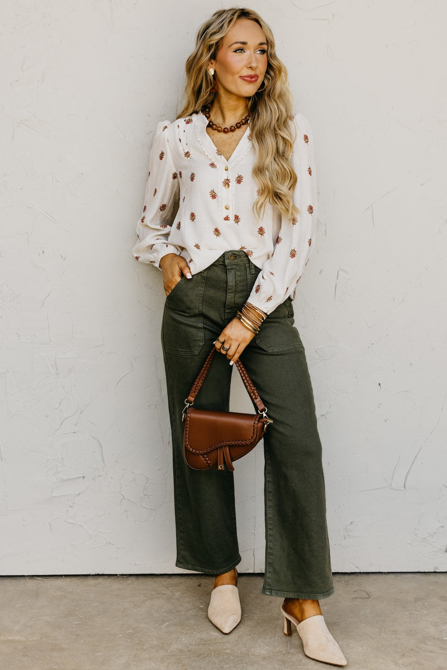 The Libbie Floral Scallop Trim Top