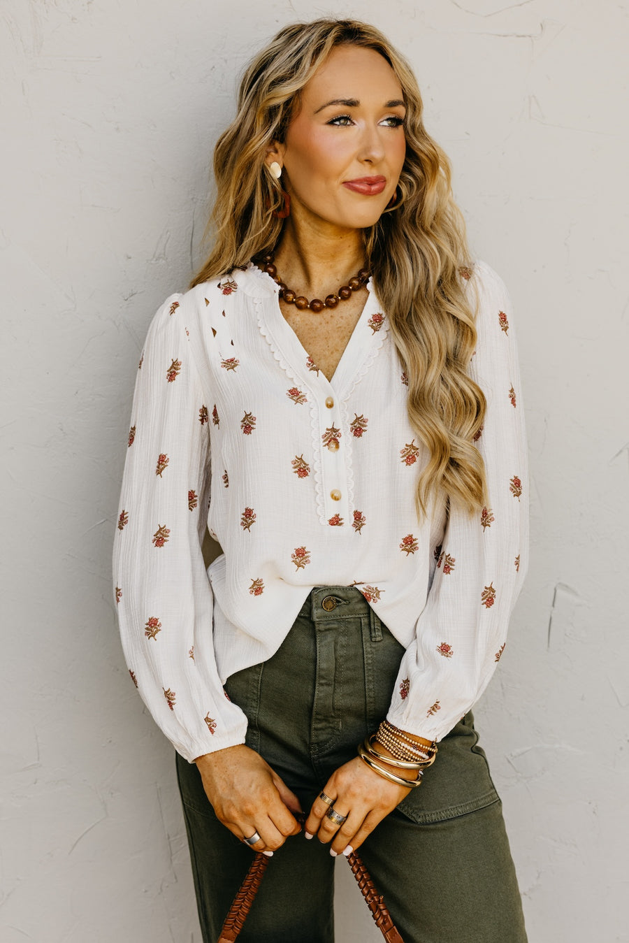 The Libbie Floral Scallop Trim Top