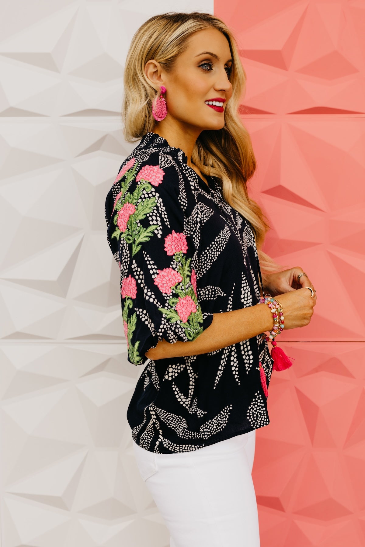 The Jamison Embroidered Tassel Top