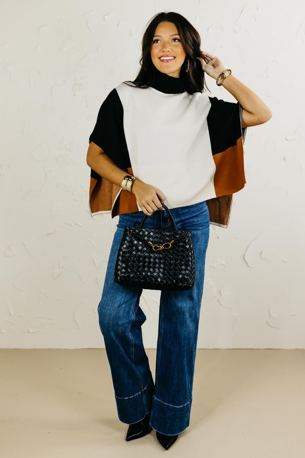 The Saylor Colorblock Poncho