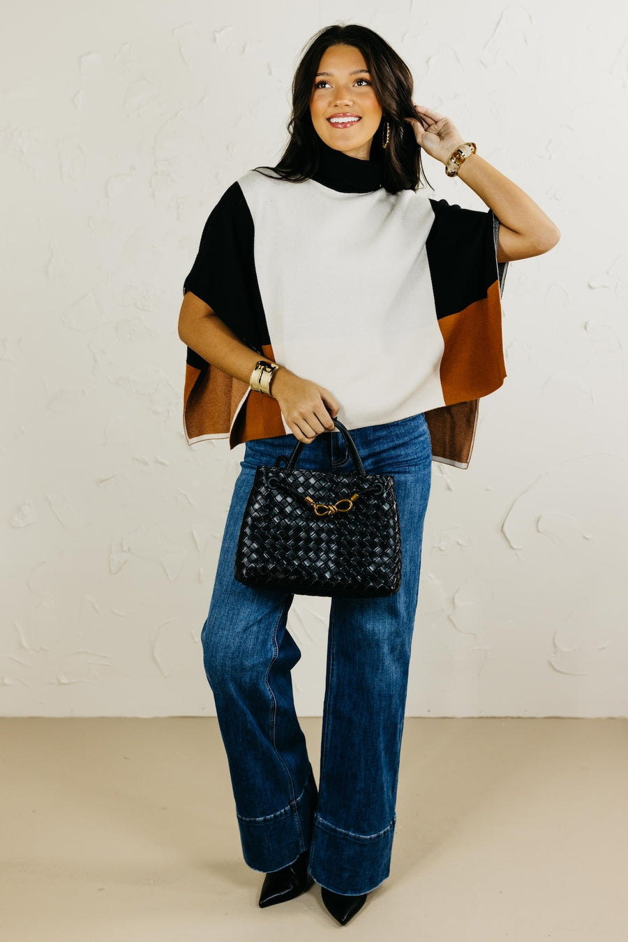 The Saylor Colorblock Poncho