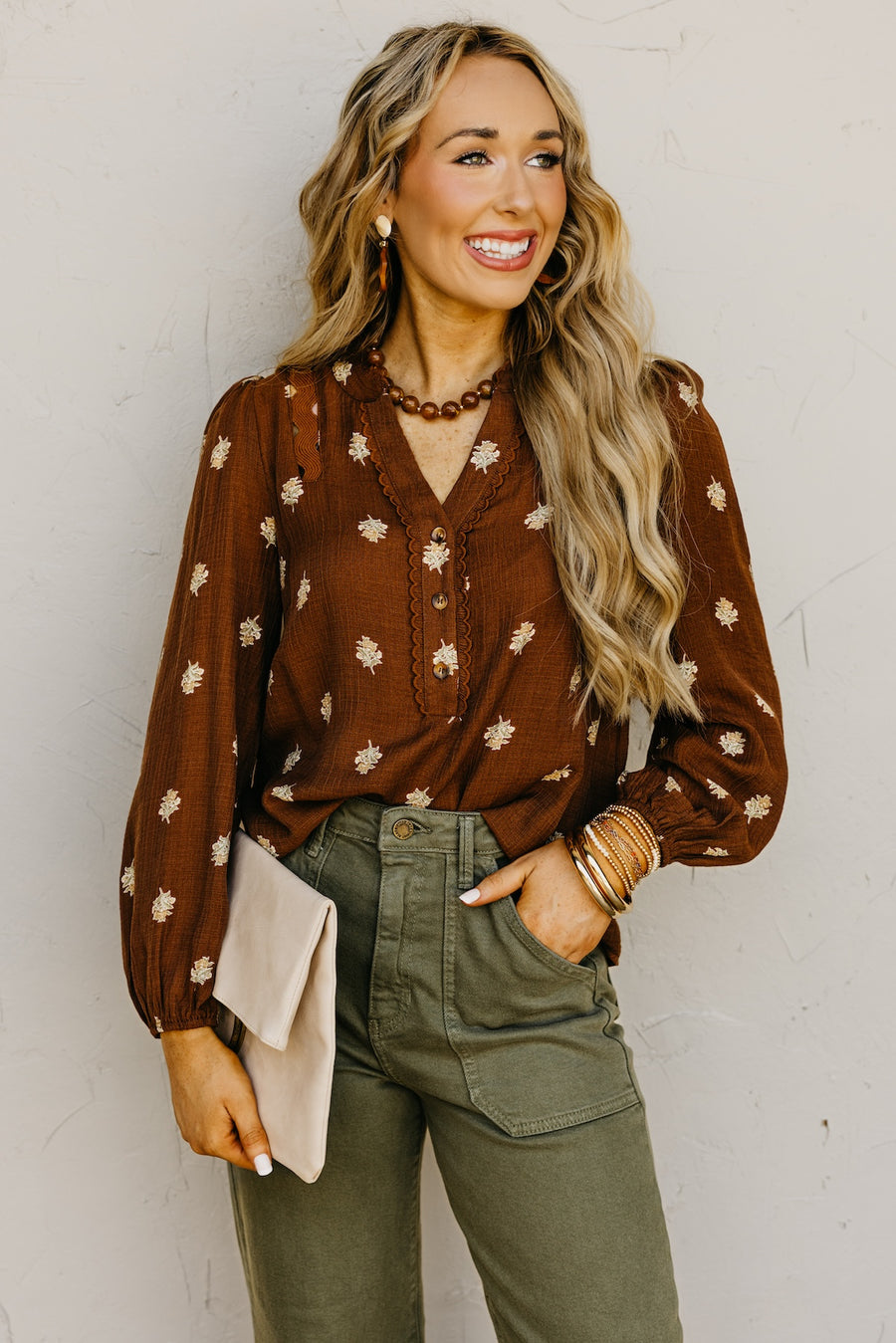 The Libbie Floral Scallop Trim Top