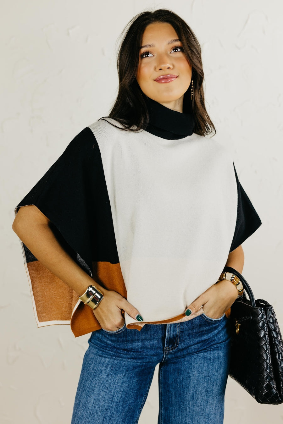 The Saylor Colorblock Poncho