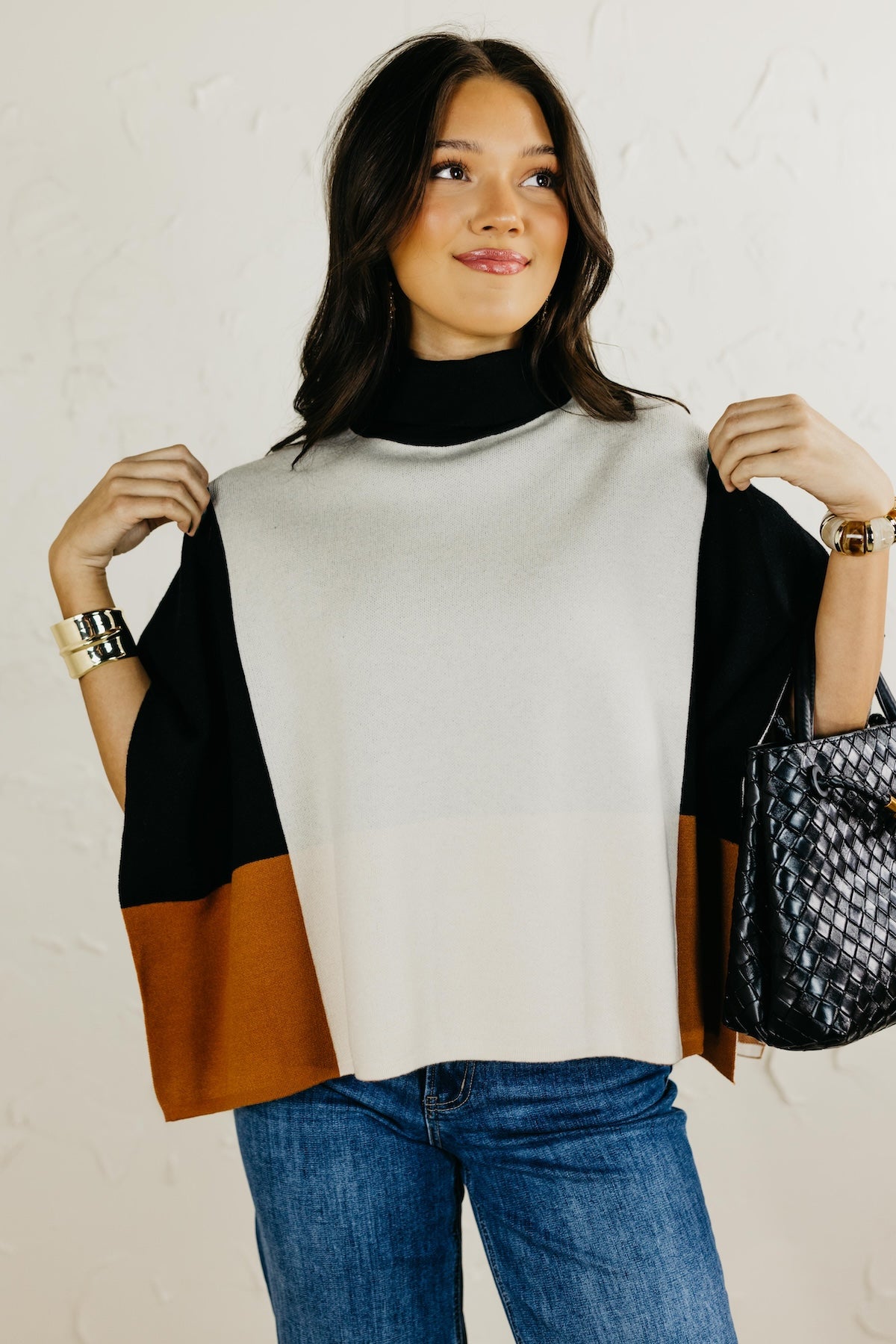 The Saylor Colorblock Poncho