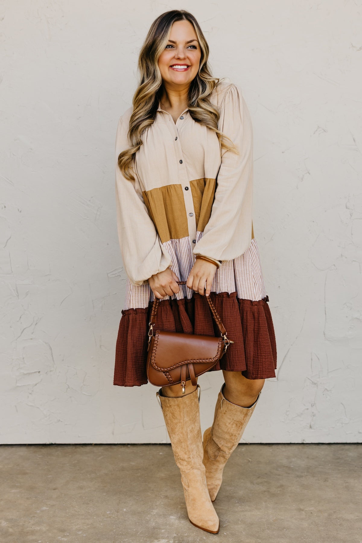 The Lo Tiered Mix Media Woven Mini Dress