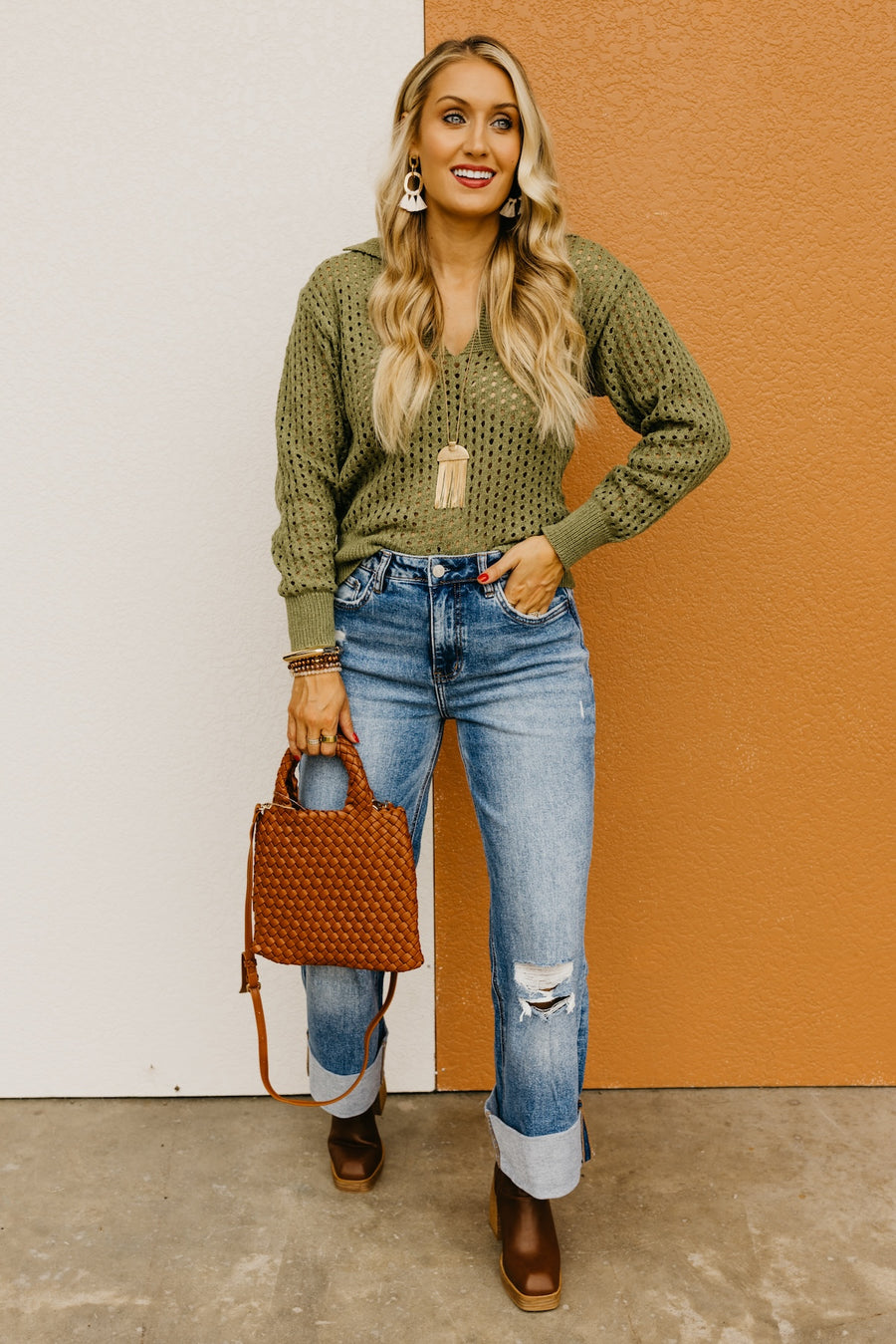 The Amayah Open Knit Popover Sweater