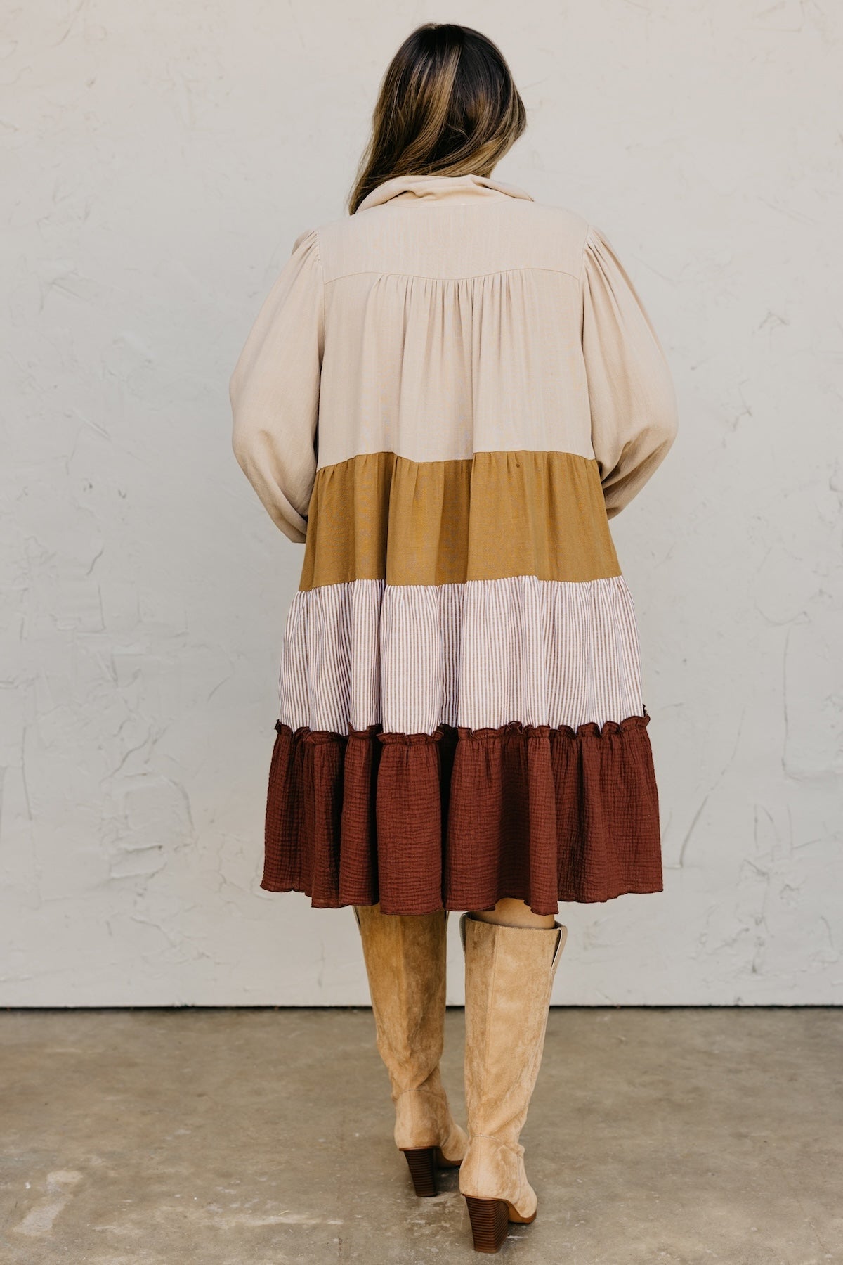 The Lo Tiered Mix Media Woven Mini Dress
